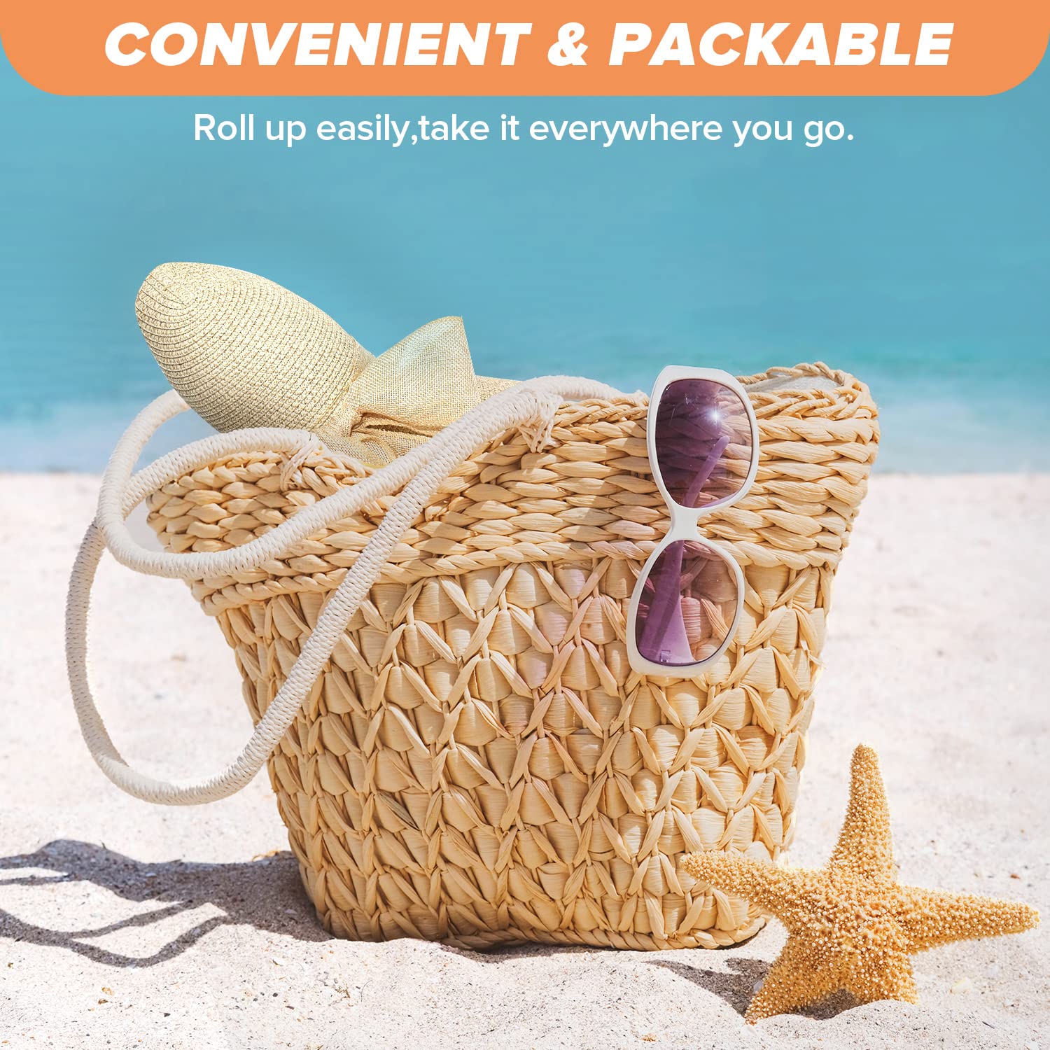 Women's Wide Brim Straw Sun Hat - Packable Floppy Beach Hat for Summer, Outdoor & Garden Wear - Perfect for Vacations, Poolside Lounging, and Sun Protection