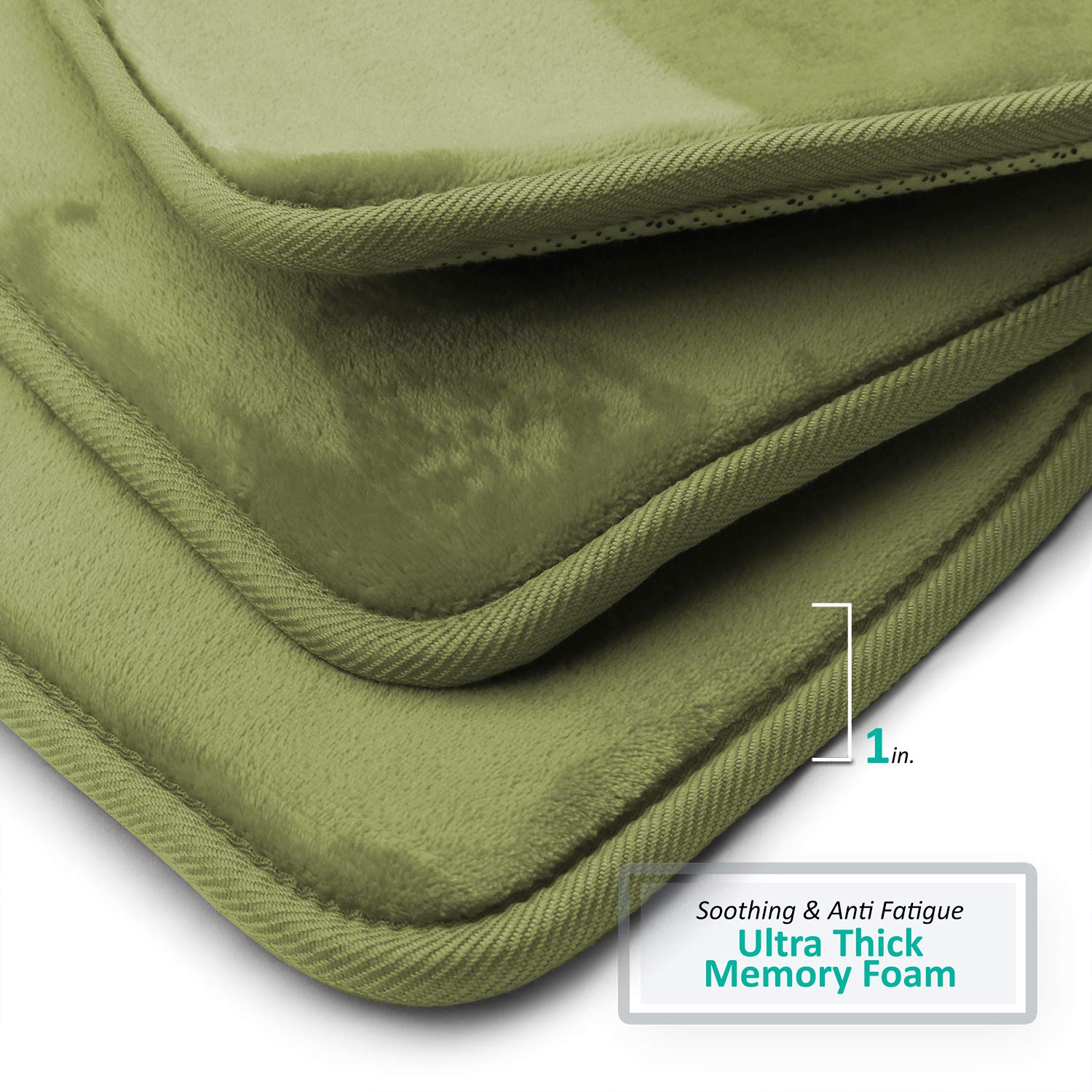 Clara Clark Memory Foam Bath Mat - Ultra Soft Non-Slip Bathroom Rug, Super Absorbent & Fast Drying, Machine Washable Round Toilet Mat in Sage Green (19” x 24”) - Perfect for Bathroom Safety and Comfort
