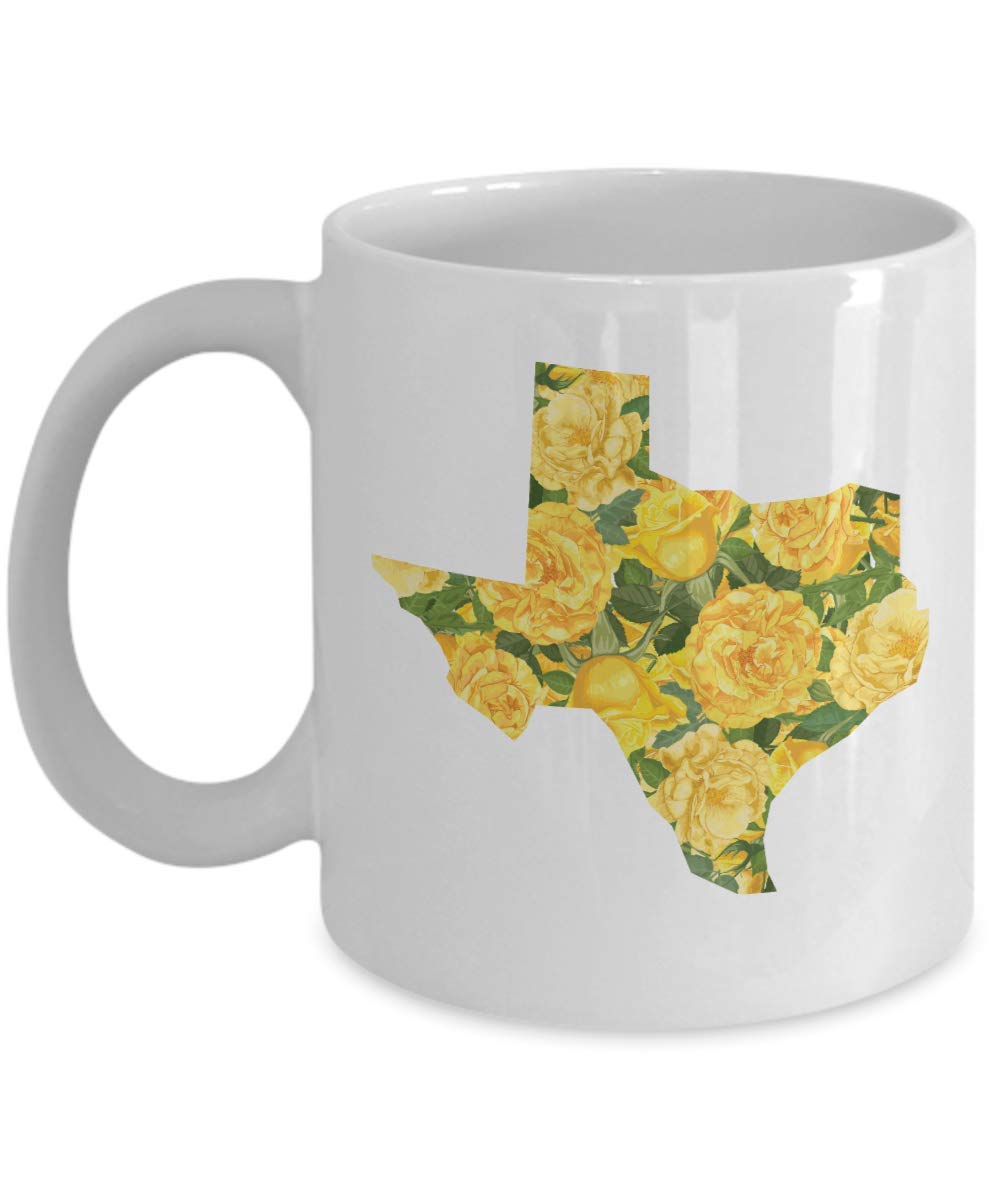 Texas Yellow Rose Ceramic Mug - Perfect Gift for Texans & Texas Lovers - Ideal for Coffee, Tea & Home Decor