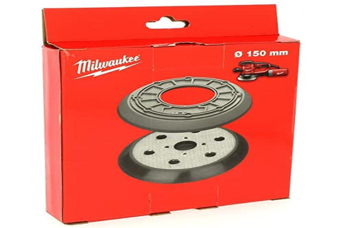 Milwaukee 150mm Sanding Pad with 6 Holes & Rubber Guards - Premium Sandpaper Disc Backer for Woodworking, Metal Polishing & DIY Projects - Ideal for Orbital Sanders & Surface Preparation