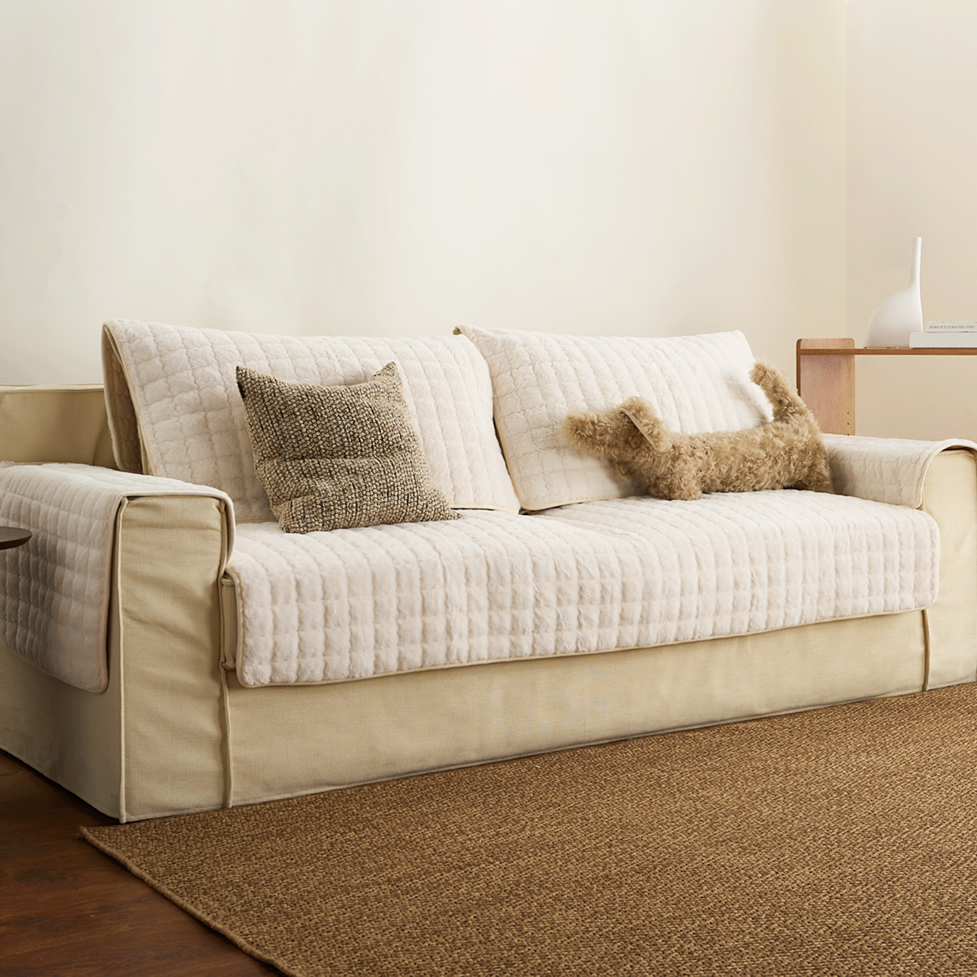 Premium Biscuit Bliss Sofa Cover - Soft, Durable & Washable - Perfect for Living Room, Bedroom & Office Furniture Protection