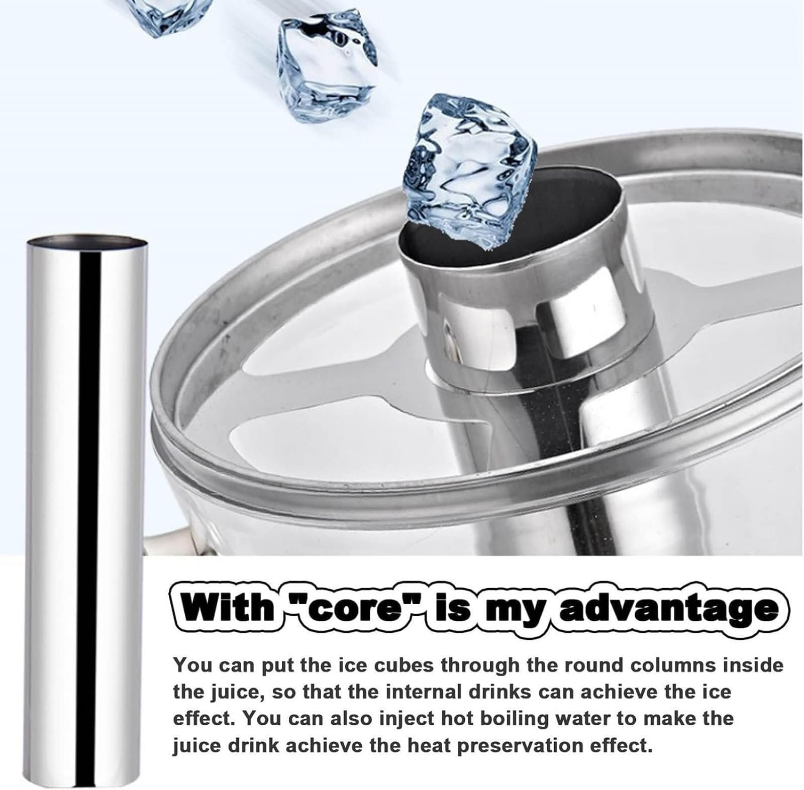 24L Stainless Steel Beverage Dispenser with Ice Core & Drip Trays - Self-Service Juice/Cocktail Dispenser, Water Tower for Parties, Events & Catering