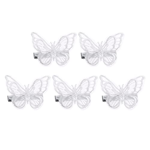 Lurrose Small Hair Clips 5pcs - Floral Embroidered Lace Hair Bows for Women, Girls & Teens - Wedding, Party & Everyday Hair Accessories - Perfect for Bridal, Prom, School & Special Occasions