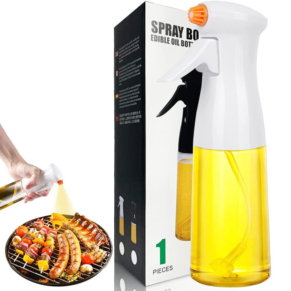 Premium Glass Olive Oil Sprayer Bottle - 10.6 oz Kitchen Oil Mister for Air Fryer, Grilling, Baking & Frying | Non-Aerosol Cooking Spray Alternative | Perfect for Healthy Cooking, Salad Dressing & Meal Prep (White)