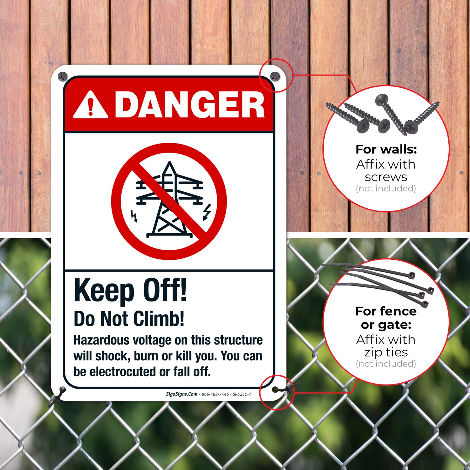 Danger Keep Off Do Not Climb Sign - 10x7 Inches Rust-Free .040 Aluminum Safety Sign - ANSI Compliant, Fade Resistant for Indoor & Outdoor Use - Made in USA - Perfect for Construction Sites, Warehouses & Public Areas