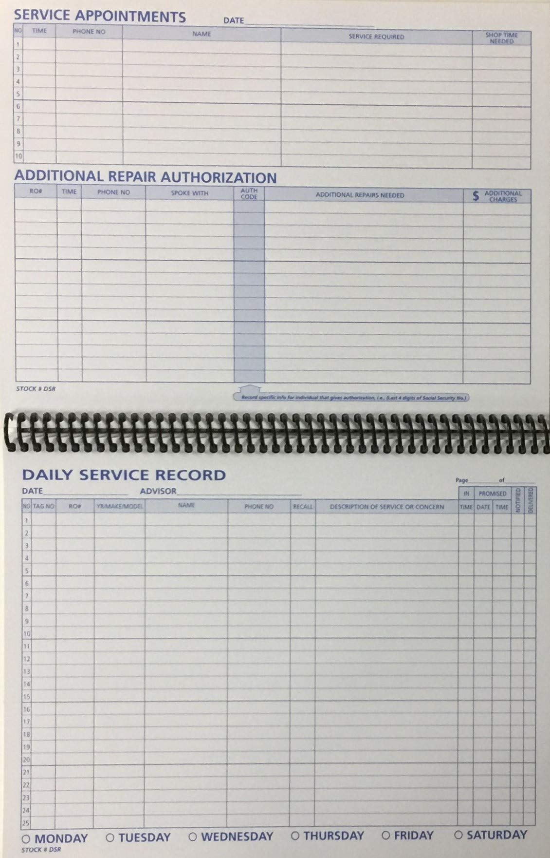 Daily Service Record Book - 50 Sheets per Book (W9 Form) for Business, Office, and Home Organization | Perfect for Employee Time Tracking, Client Appointments, and Service Documentation