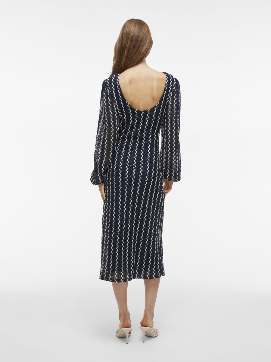 Elaine Midi Dress - Navy Blazer & Birch Color | Women's Office Wear & Casual Dress for Work, Parties & Everyday Outfits