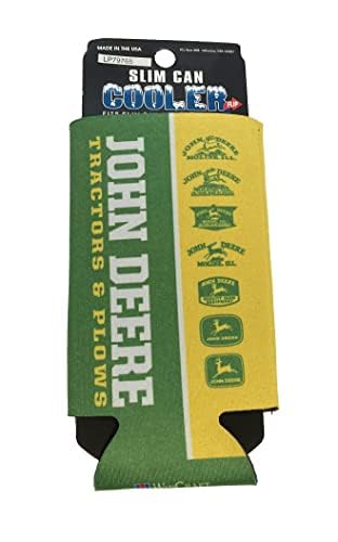 John Deere Green Vintage Logo Slim Can Cooler - LP79765 | Insulated Beer & Soda Can Holder for Camping, Tailgating & Outdoor Activities