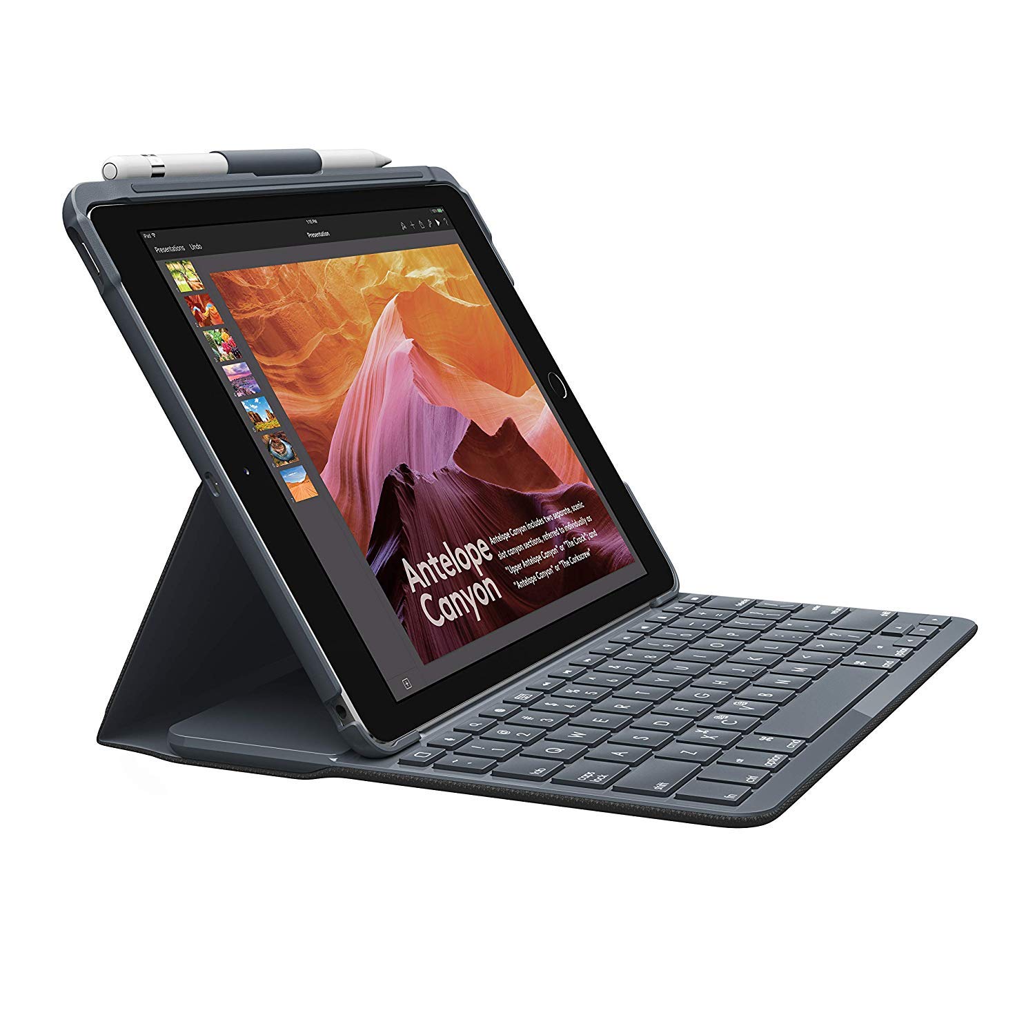 Logitech Bluetooth Keyboard and Folio Case for Apple iPad 9.7-inch (5th & 6th Gen) - Slim Protective Cover with Backlit Keys - Perfect for Work, Study & Travel
