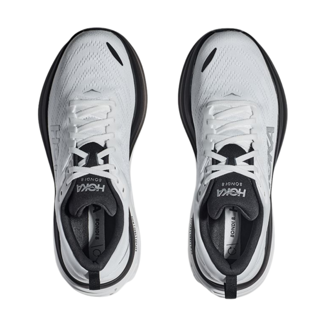 Hoka One One Men's Bondi 8 Running Shoes - White/Black (D Width) - Cushioned Road Running & Walking Shoes for Men with Arch Support