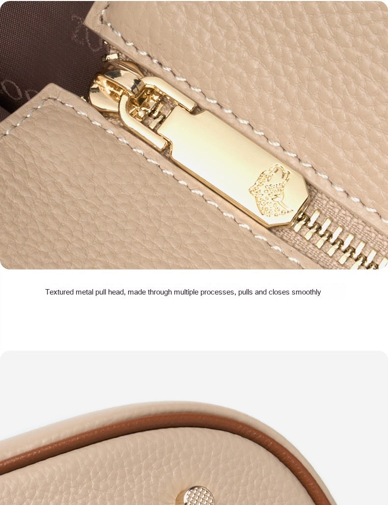 Genuine Leather Tote Bag with Lock Design - Large Capacity Shoulder Bag for Women, Perfect for Work, Travel, and Everyday Use