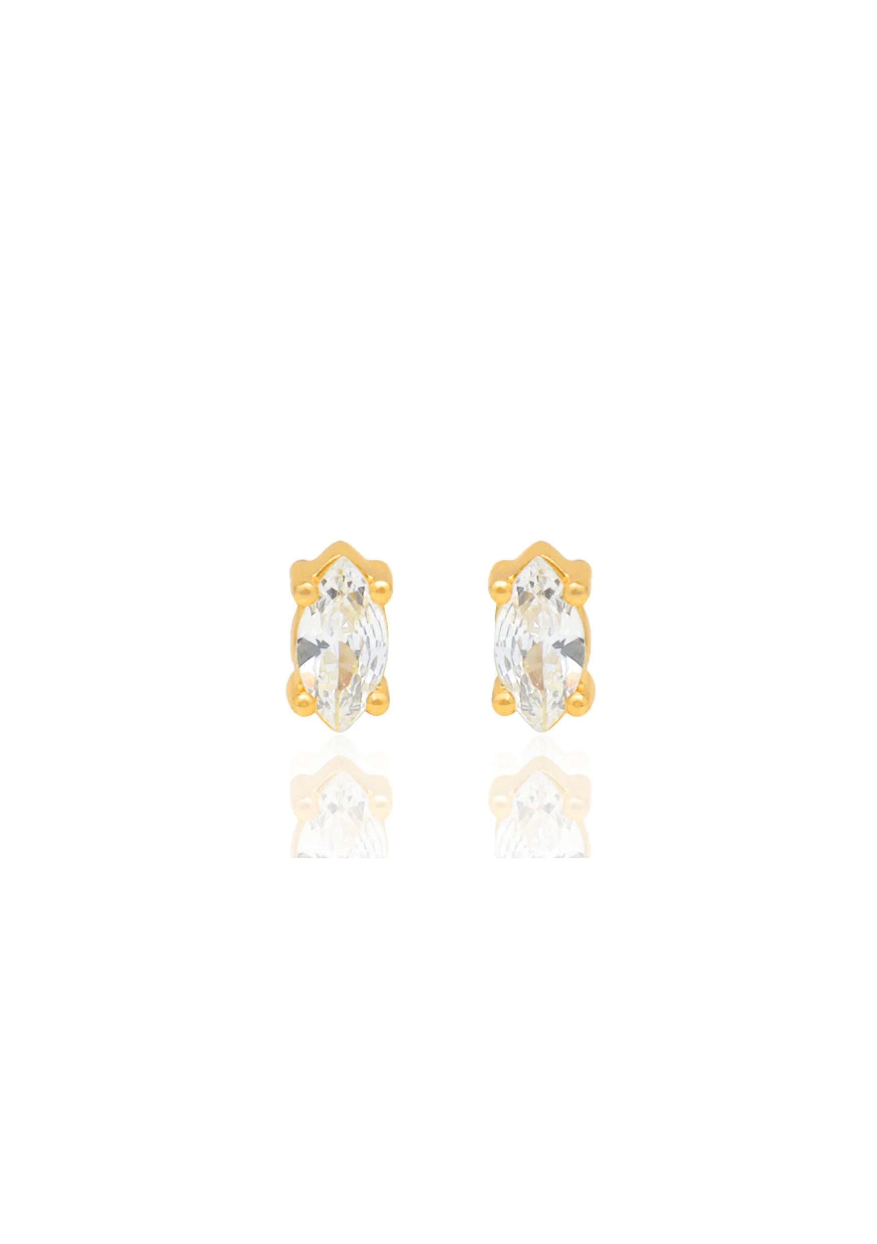Lola Knight Eve 18ct Gold Cubic Zirconia Stud Earrings - Elegant & Hypoallergenic Jewelry for Women, Perfect for Weddings, Parties & Everyday Wear