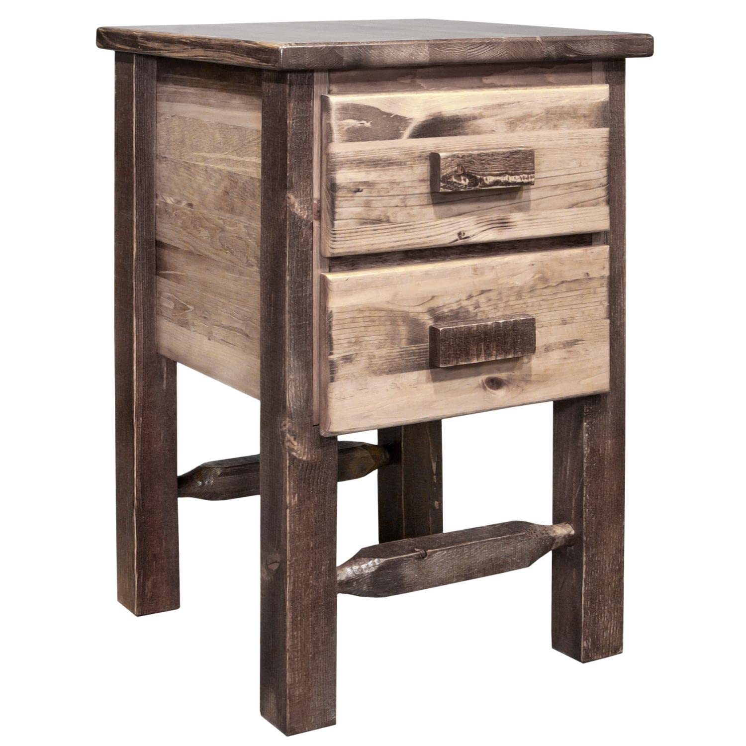 Montana Woodworks Nightstand with Two Drawers - Solid Wood Bedside Table with Stained & Varnished Finish - Perfect for Bedroom, Guest Room, or Dorm Storage