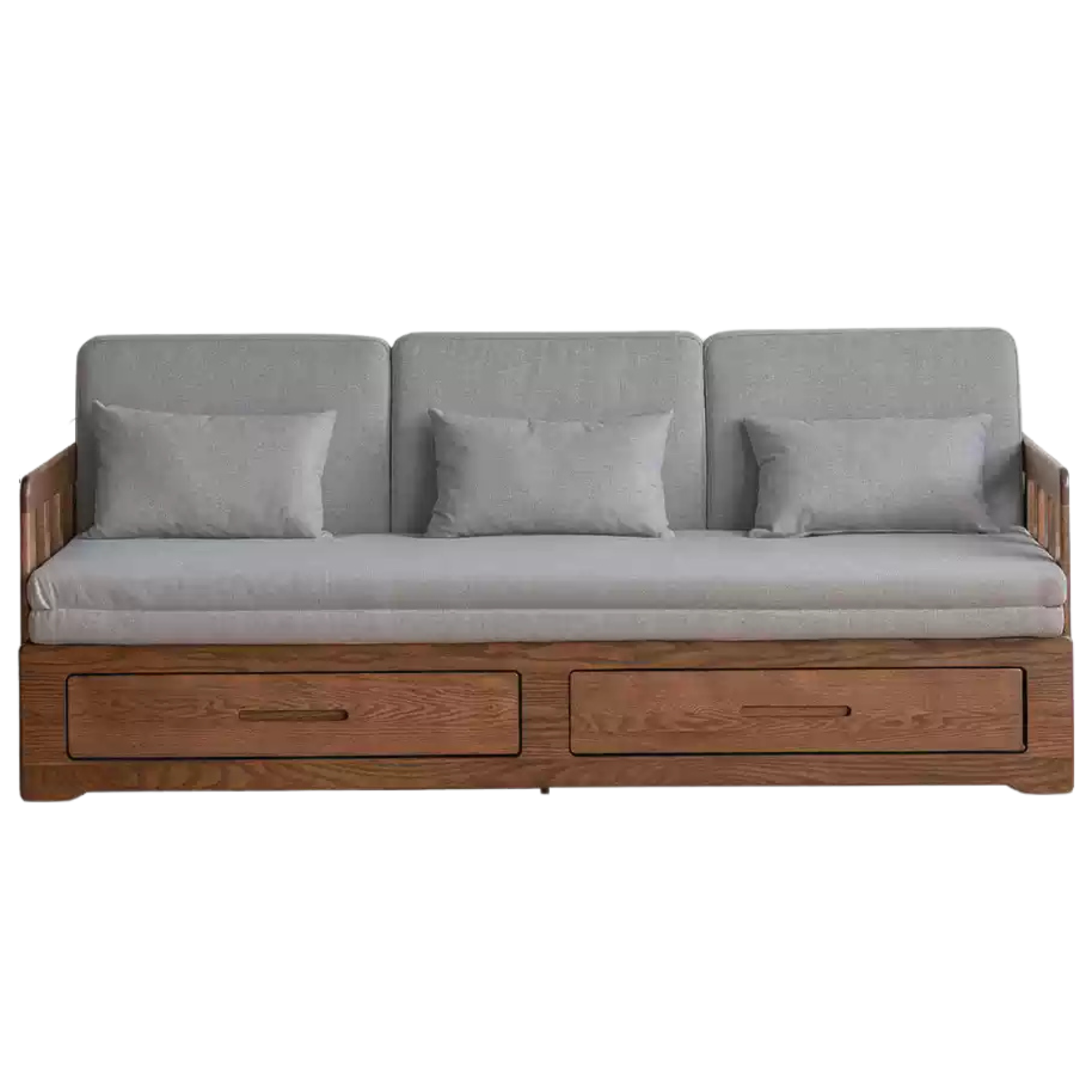 78.7x33x32.6 inch / 200x84.7x83.5cm / Walnut color / sofa bed imitation cotton linen mist grey coconut palm mat