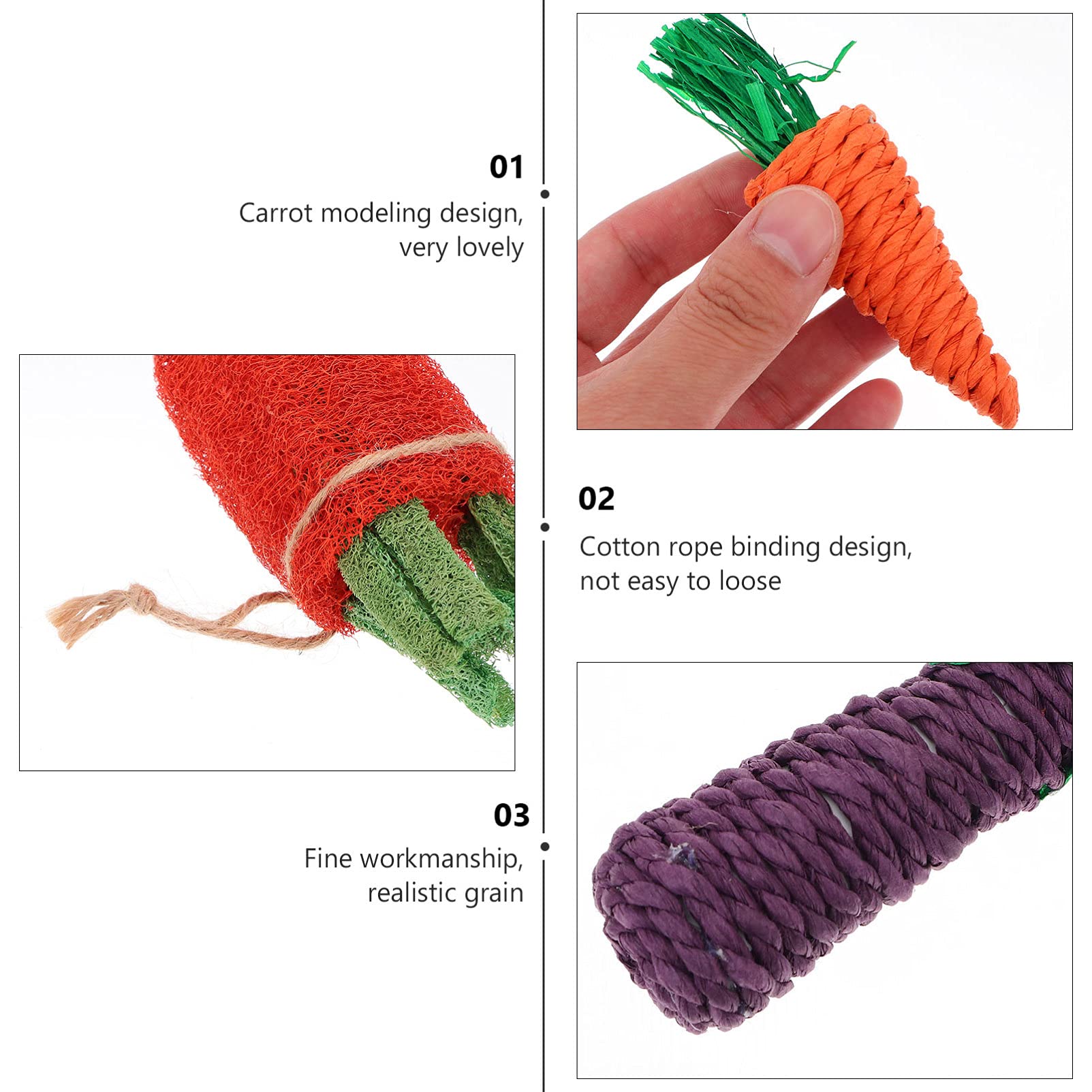 STOBOK 5pcs Hamster Chew Toys for Teeth Care - Natural Cotton Rope Chewing Toys for Rabbits, Guinea Pigs, Parrots & Small Pets - Safe Molar Teething Relief & Stress Relief - Perfect for Cage Play, Dental Health & Boredom Prevention