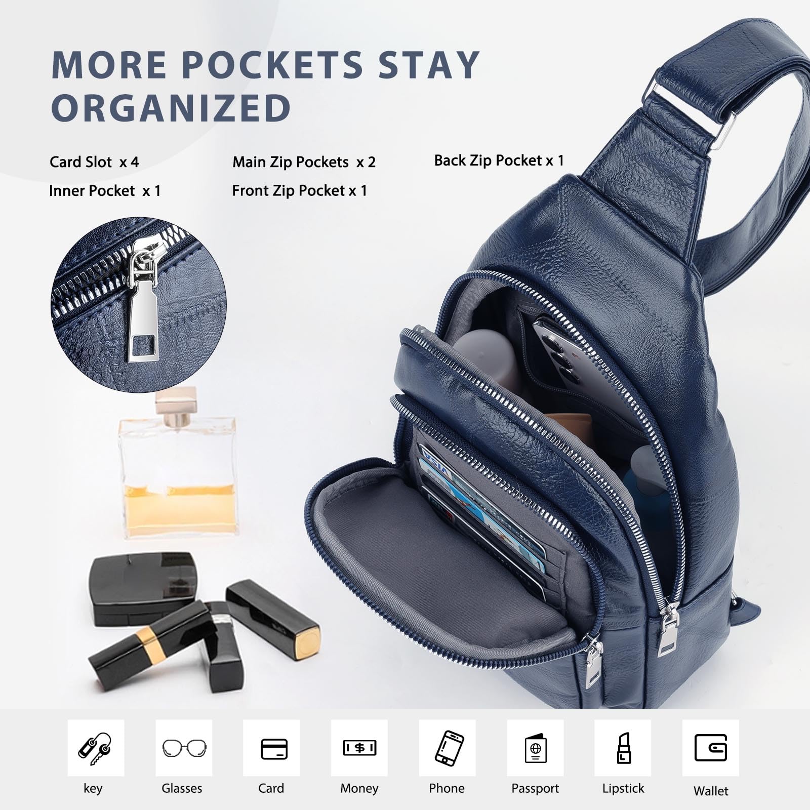 Trendy Faux Leather Crossbody Sling Bag for Women - Stylish Chest Purse & Fanny Pack for Everyday Use, Travel, and Outdoor Activities