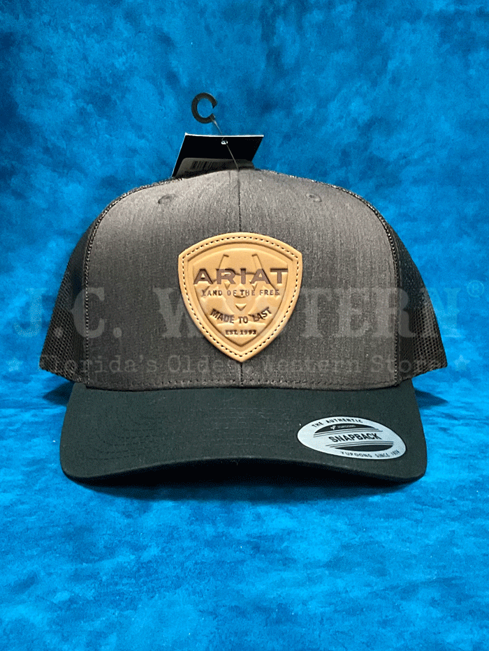 Ariat A300065402 Faux Leather Patch Cap - Brown Cowboy Hat for Men & Women - Perfect for Western Rides, Outdoor Adventures & Country Style Fashion