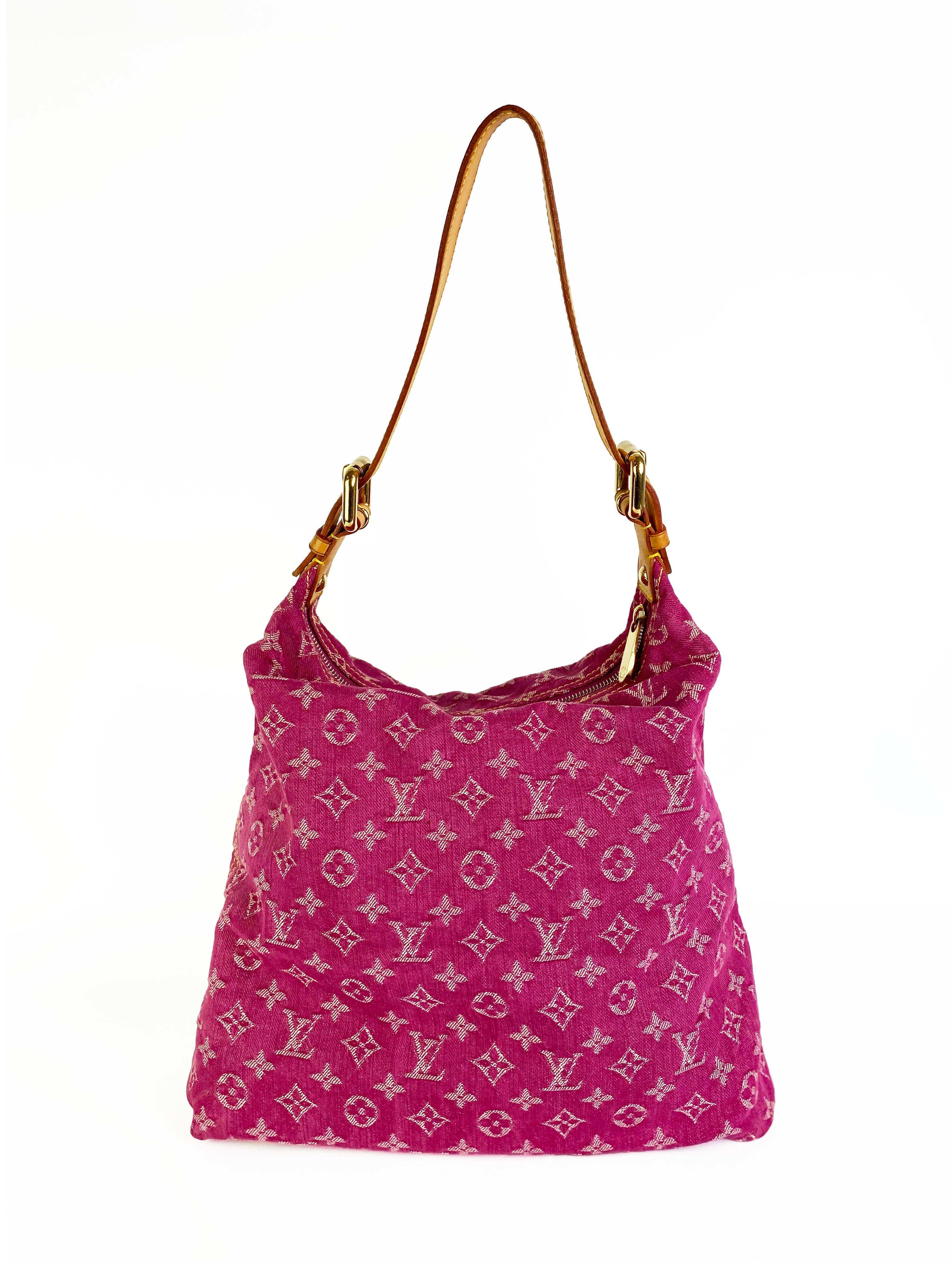 Authentic Louis Vuitton Vintage Pink Denim Baggy GM Crossbody Bag - 90s Retro Shoulder Purse for Women, Perfect for Casual Outings & Date Nights