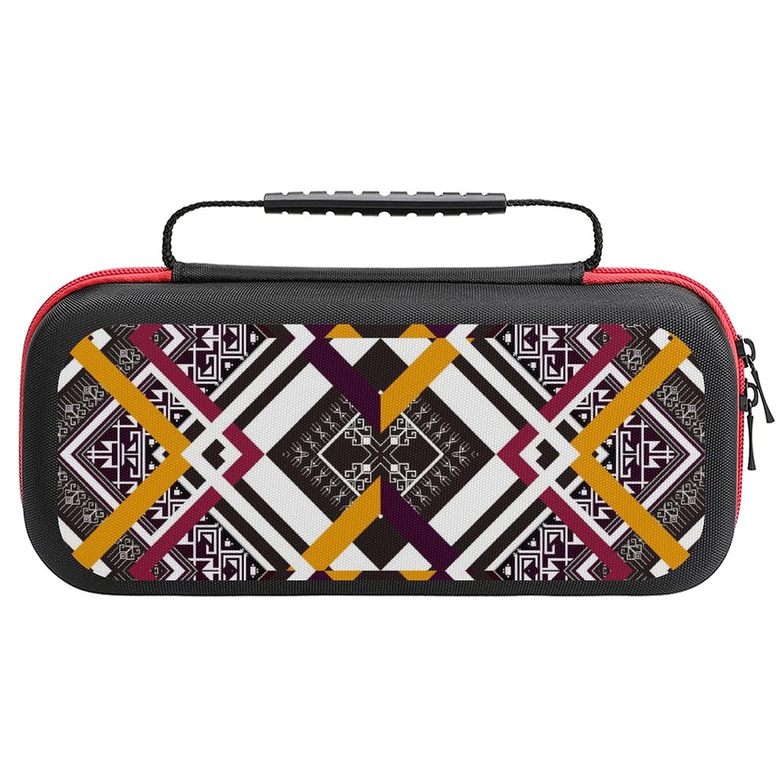 Geometric Ethnic Pattern Printed Travel Case for Nintendo Switch Lite & Accessories - Portable Storage Bag for Gaming, Commuting, and Outdoor Adventures