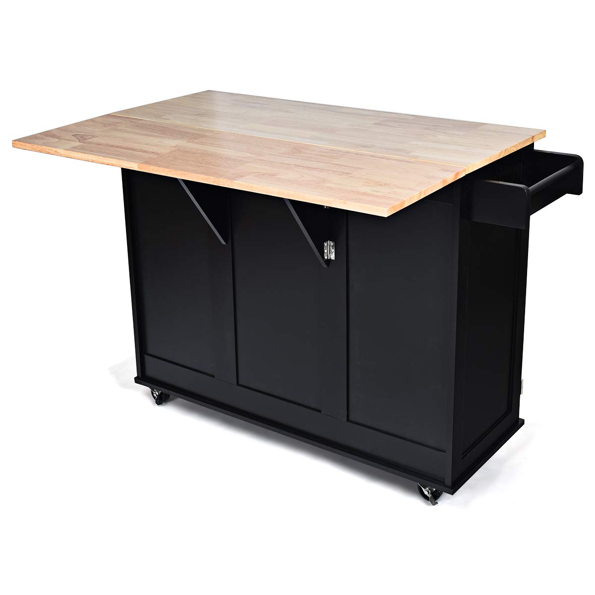 Giantex Kitchen Island Cart with Drop-Leaf Tabletop - Large Rolling Trolley with Cabinet, 3 Drawers & Towel Rack - Mobile Kitchen & Dining Organizer for Small Spaces, Meal Prep & Entertaining
