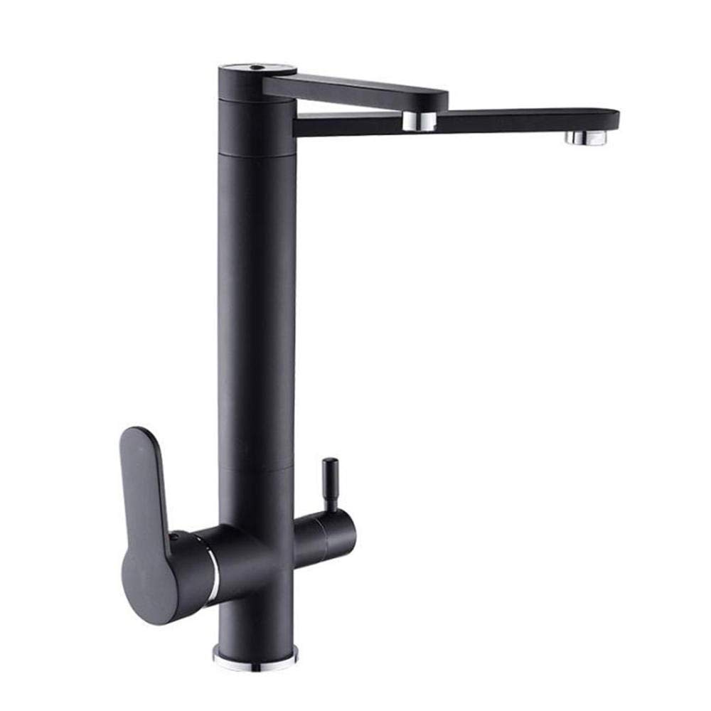 3 in 1 Black Kitchen Sink Mixer Faucet with Water Filter - Hot & Cold Water Purifier, Rotating Dual Outlet for Modern Homes | Perfect for Cooking, Washing Dishes & Filling Pots