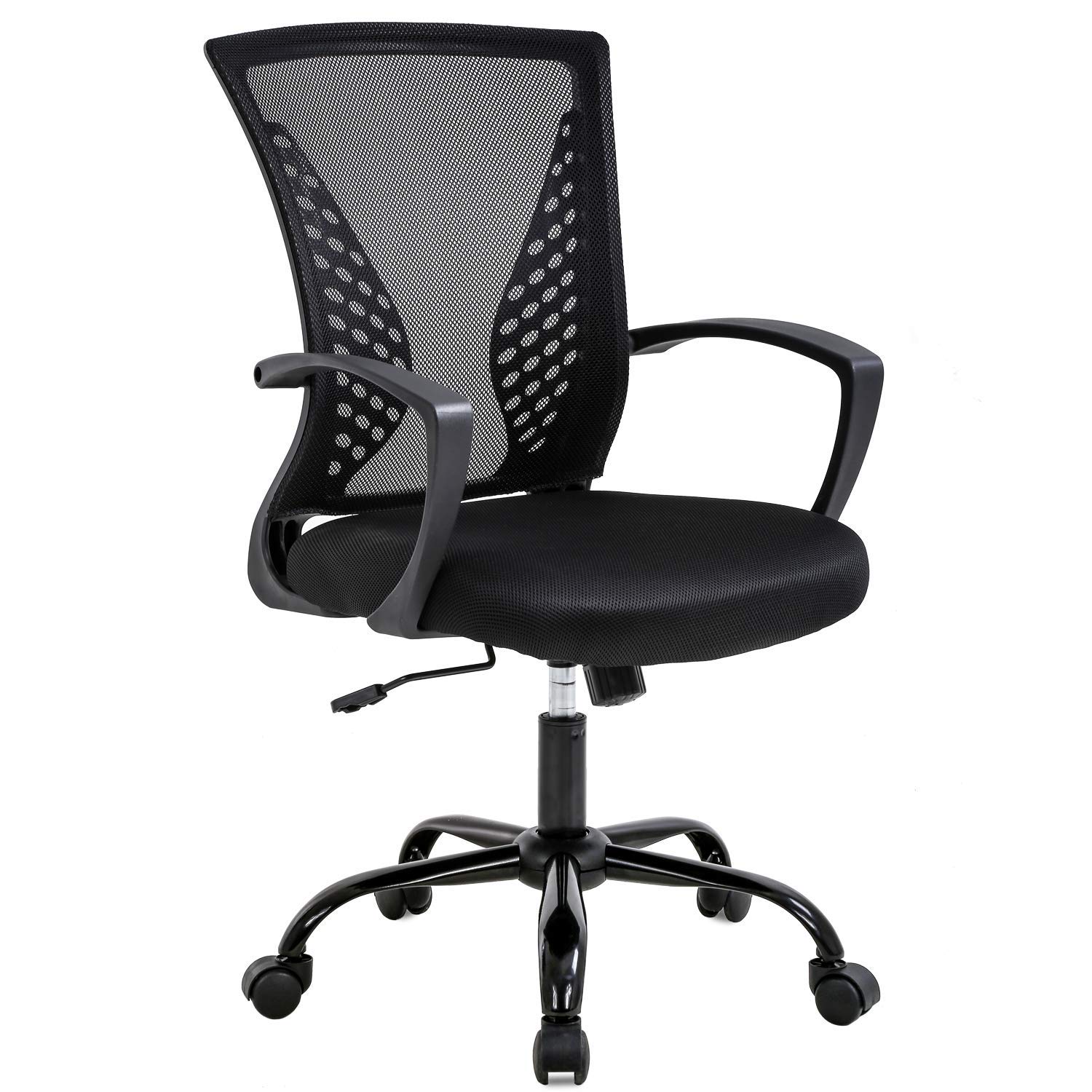 Ergonomic Mesh Office Chair with Lumbar Support - Adjustable Swivel Task Chair for Home & Conference Work, Black - Perfect for Long Hours & Comfort