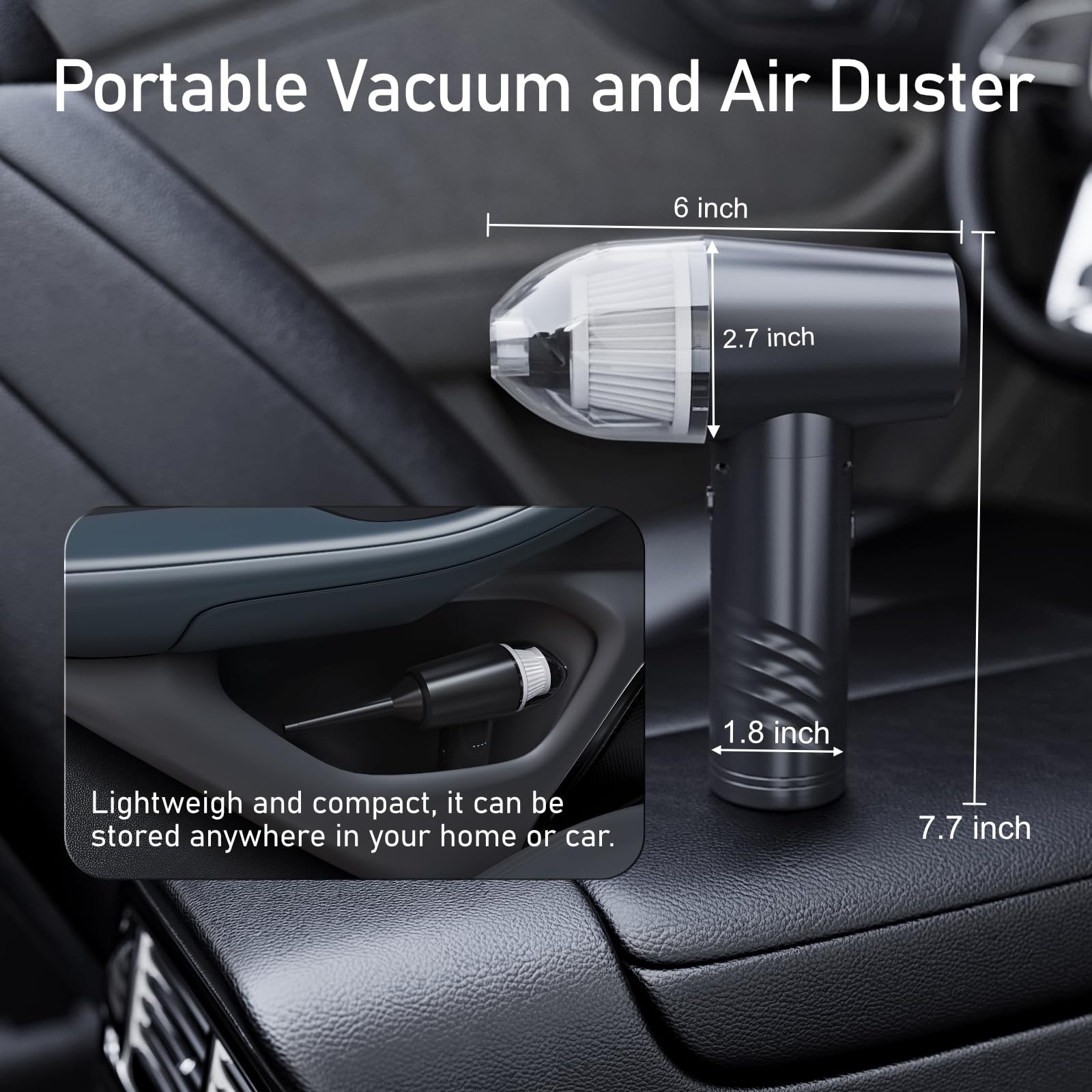 11000PA Cordless Electric Air Duster & Car Vacuum Cleaner - 90000RPM Portable Mini Keyboard Blower for Computer, PC, Office, Car Cleaning | Includes Dustbin (Gray) | Perfect for Electronics Maintenance, Home Office, Vehicle Detailing & Workspace Organization