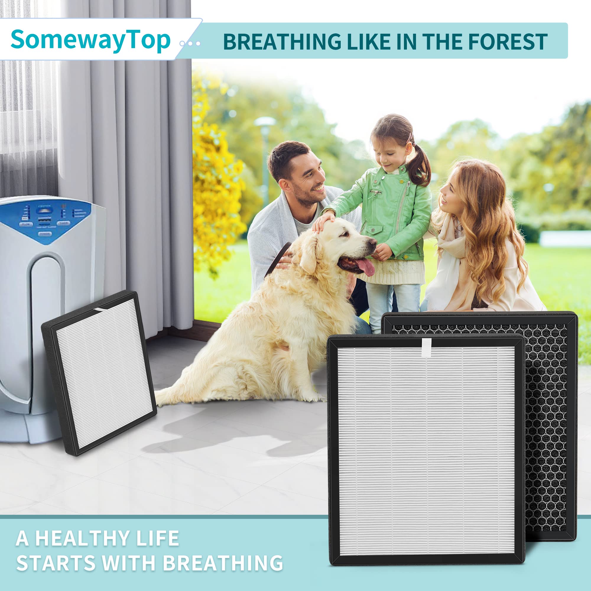 XJ-3800 Replacement H13 HEPA Filter Set - Compatible with Surround Air Intelli-Pro XJ-3800 Air Purifier | True Air Cleaner for Home | Includes HEPA Pre-Filter | Perfect for Allergy Relief & Pet Hair Removal in Bedrooms & Living Rooms