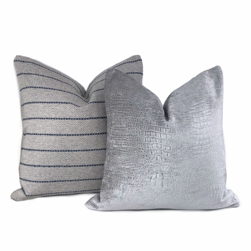 Rockwell Gray Blue Stripe Pillow Cover - Soft Decorative Throw Pillow Case for Sofa, Bed, Couch - Home Decor & Living Room Accent