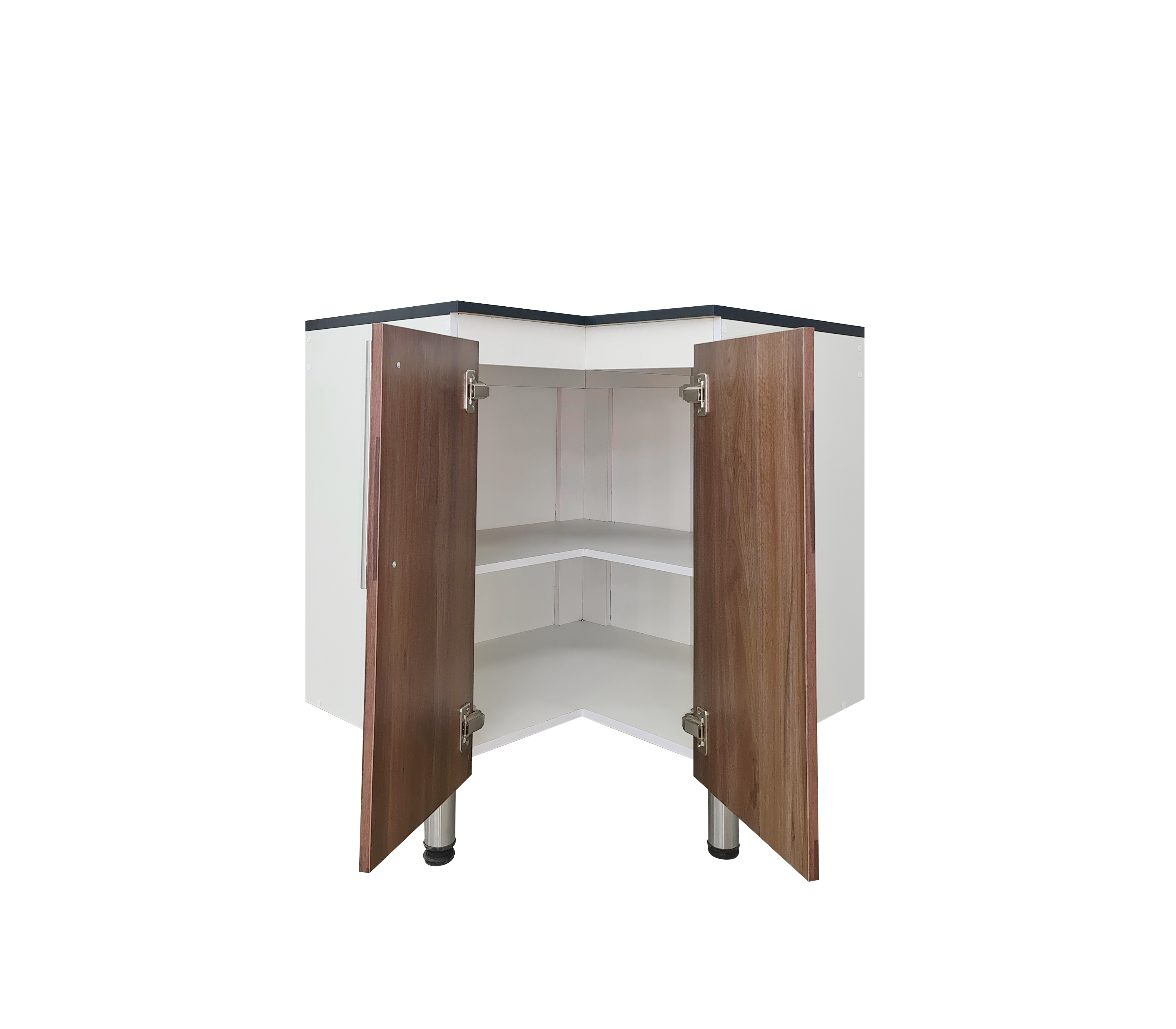 Corner Kitchen Cabinet with 2 Doors & Marble-Patterned PVC Top - Space-Saving Storage for Small Kitchens & Apartments | Durable & Stylish Home Organization Solution