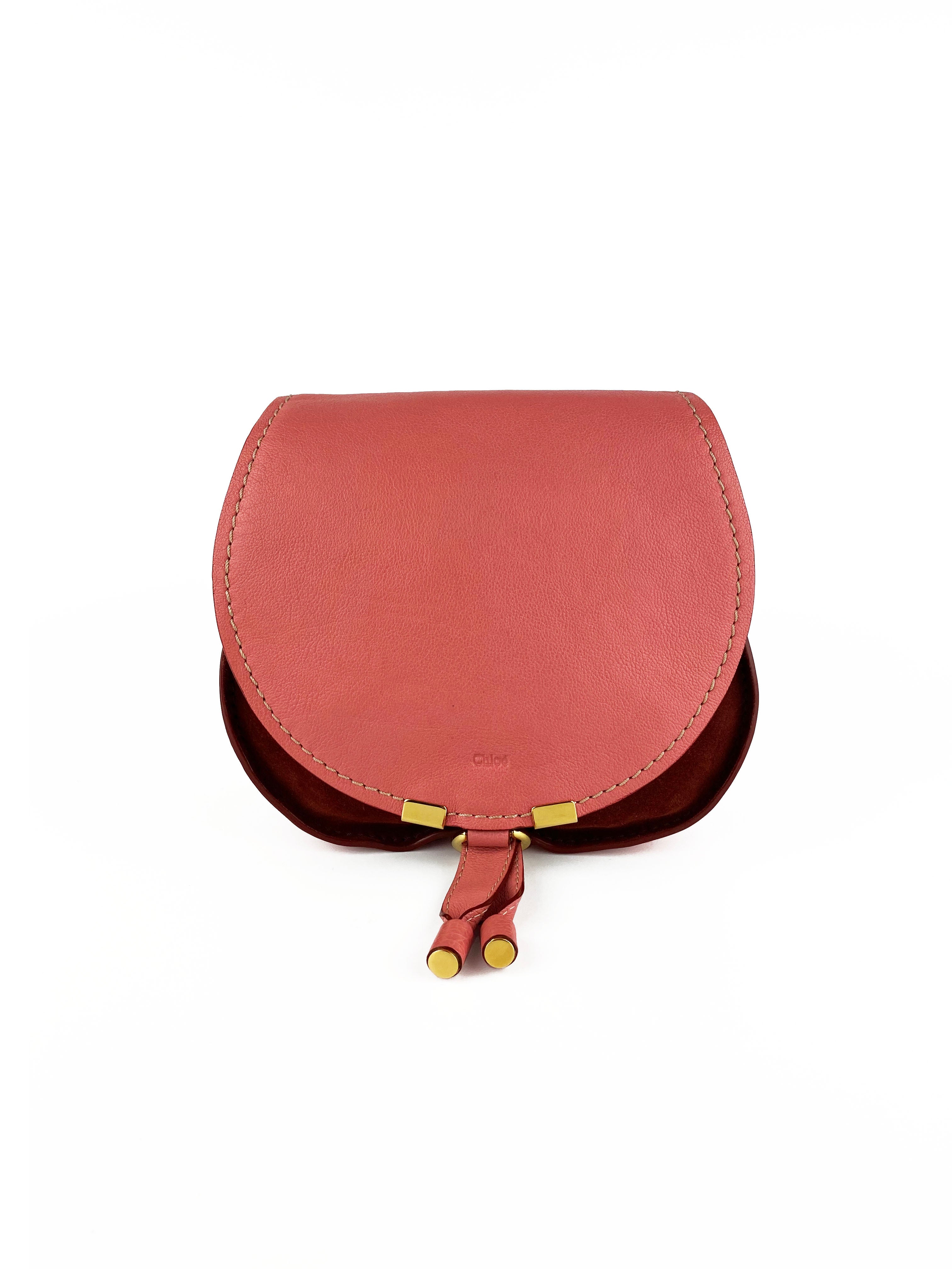 Chloe Pink Marcie Leather Crossbody Bag for Women - Stylish Shoulder Purse with Gold-Tone Hardware, Perfect for Work, Date Night & Travel