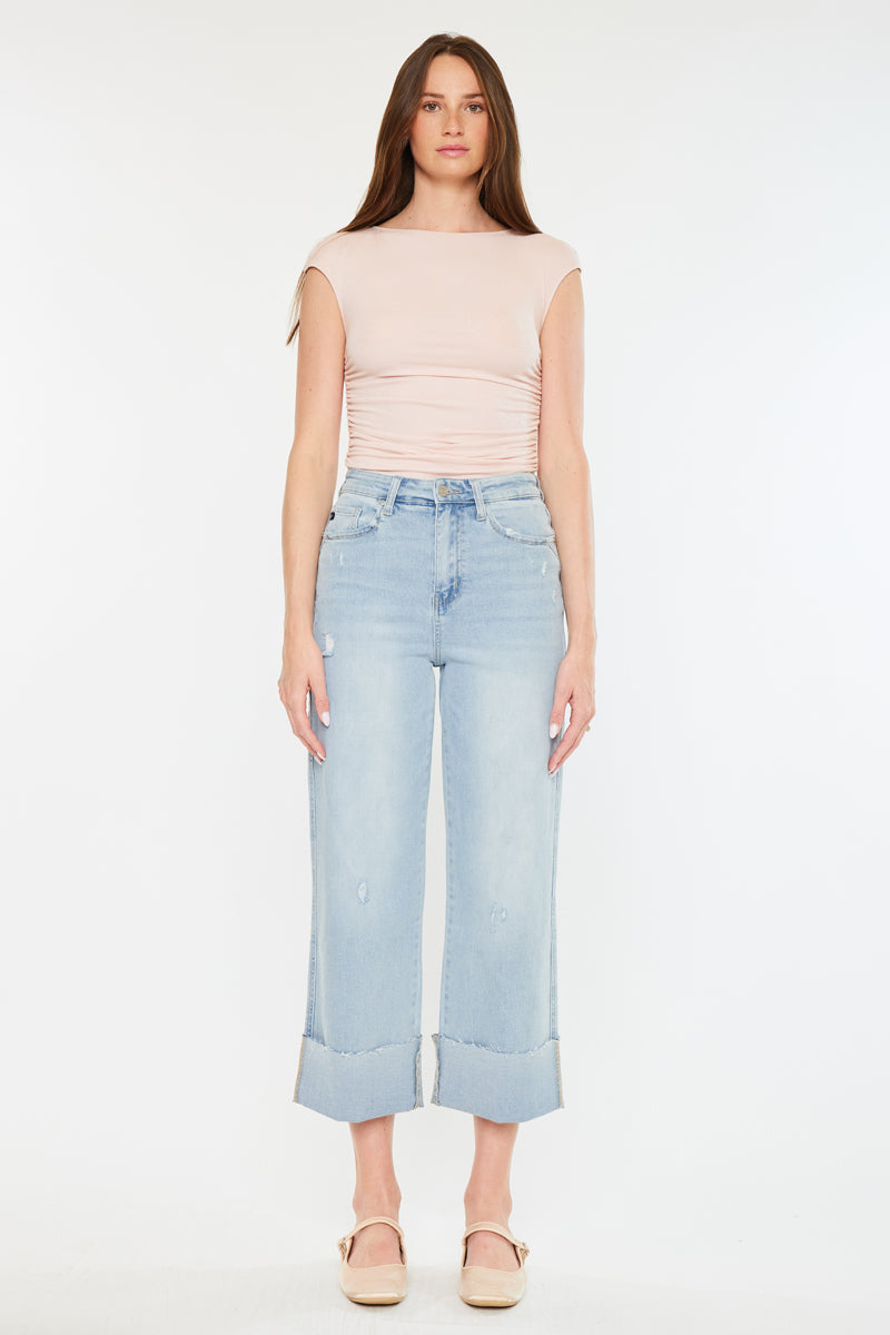 Sully 90's High Waist Cropped Wide Leg Jeans for Women - Vintage Retro Denim Pants - Perfect for Casual Outfits, Street Style & Everyday Wear