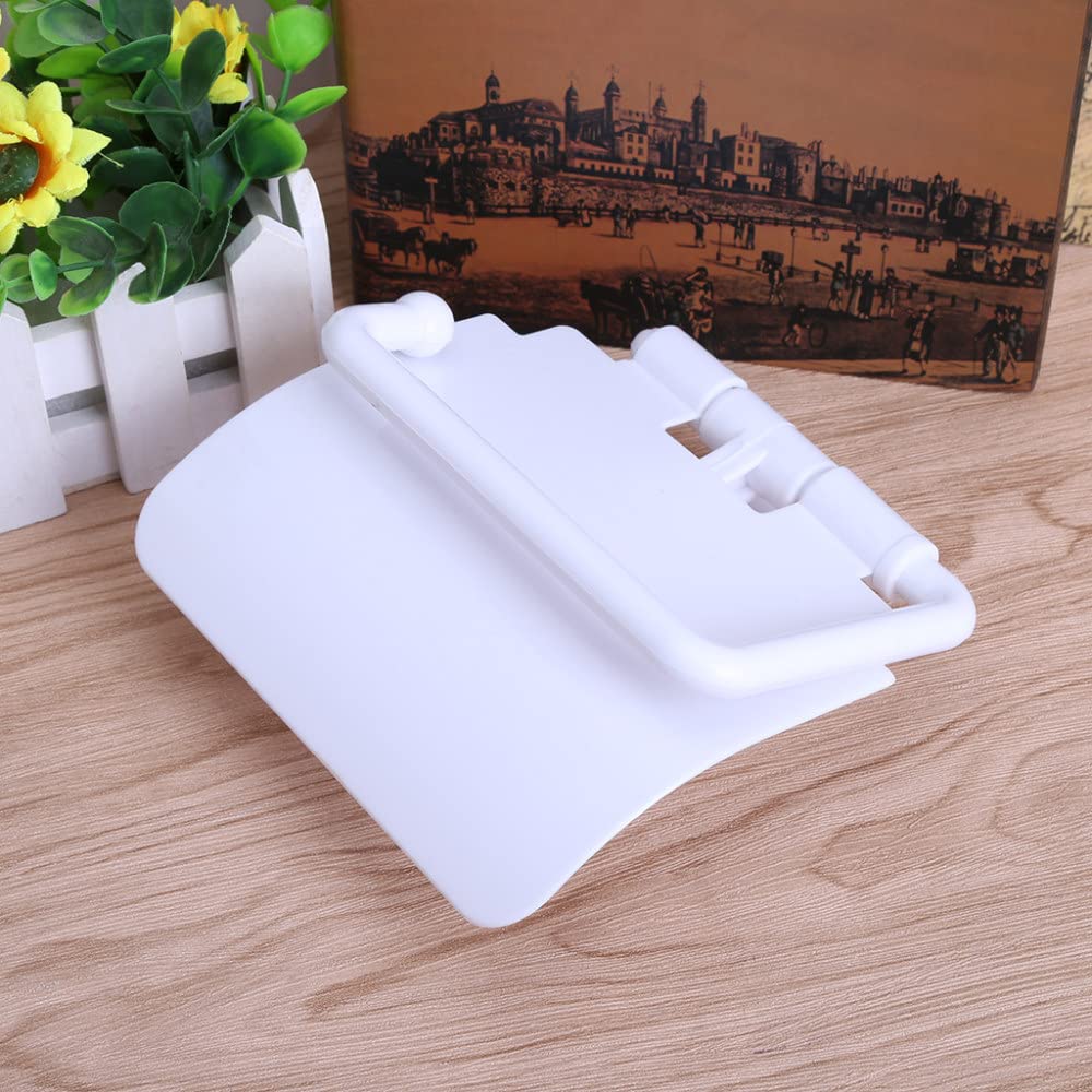 Wall Mounted Plastic Suction Cup Bathroom Toilet Paper Roll Holder with Cover - Space Saving Bath Tissue Dispenser for Home, RV, Office & Dorm - Easy Install No Drill Bath Organizer Accessory