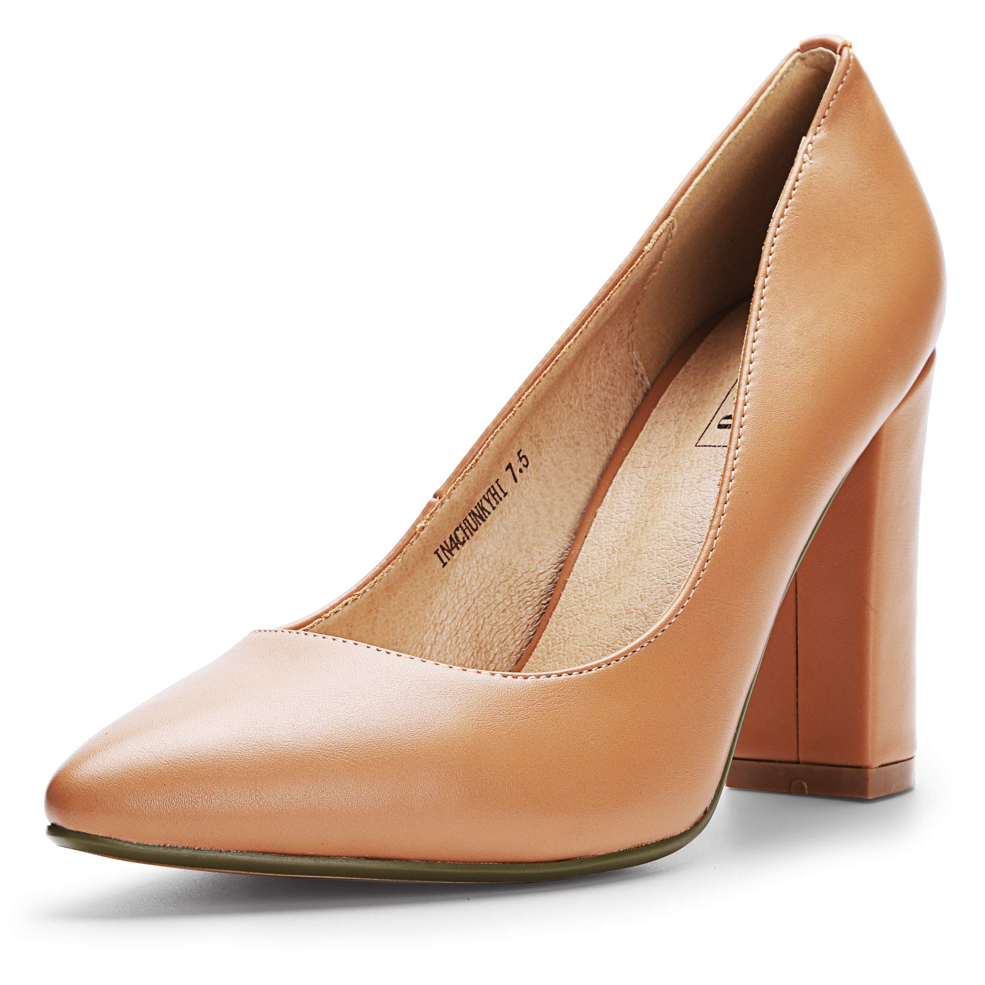 IDIFU Women's Chunky Block High Heel Pumps - Pointed Toe Dress Shoes for Office, Party & Wedding | Comfortable Closed-Toe Women's Dress Shoes for Work, Business & Formal Occasions