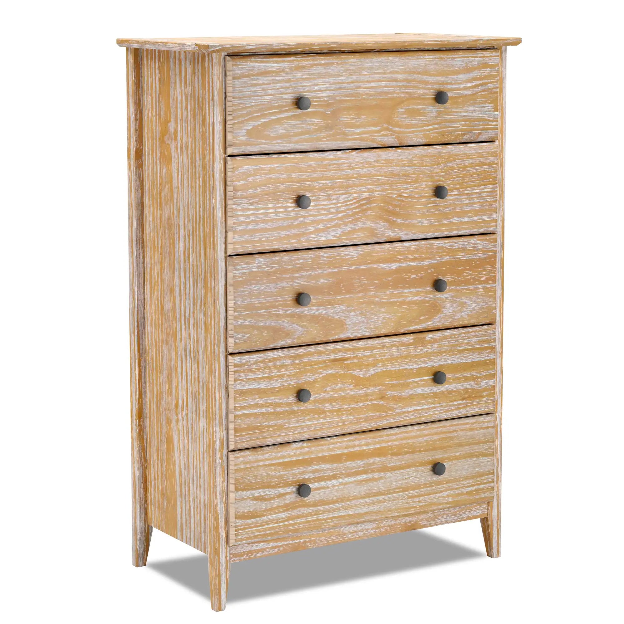 Greenport 5-Piece Bedroom Set - Queen Size Bed Frame, Nightstand, Dresser & Mirror - Modern Farmhouse Furniture for Master Bedroom or Guest Room
