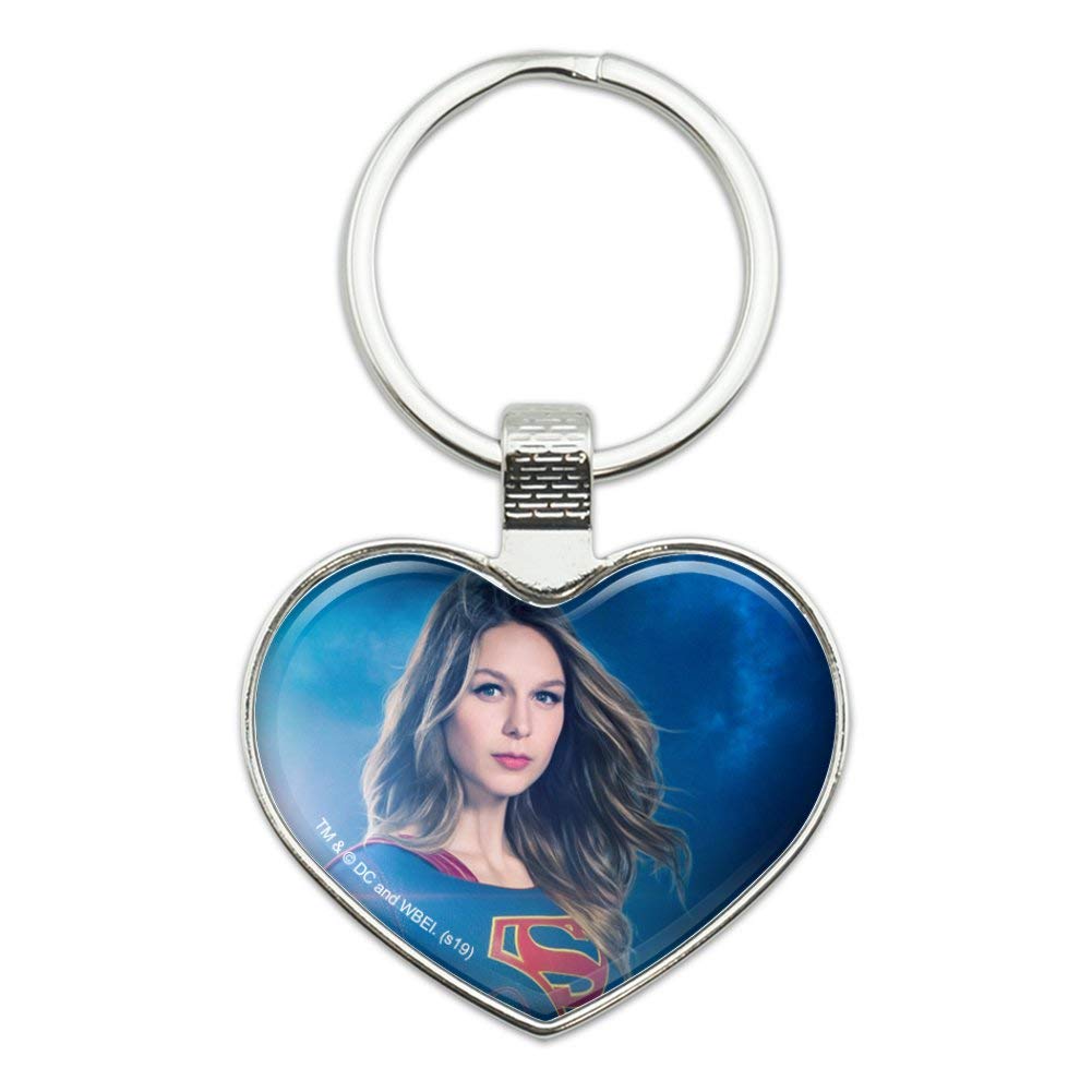 Supergirl TV Series Keychain - Heart Love Metal Key Ring with Supergirl Character - Perfect for Fans, Gifts, and Cosplay Accessories
