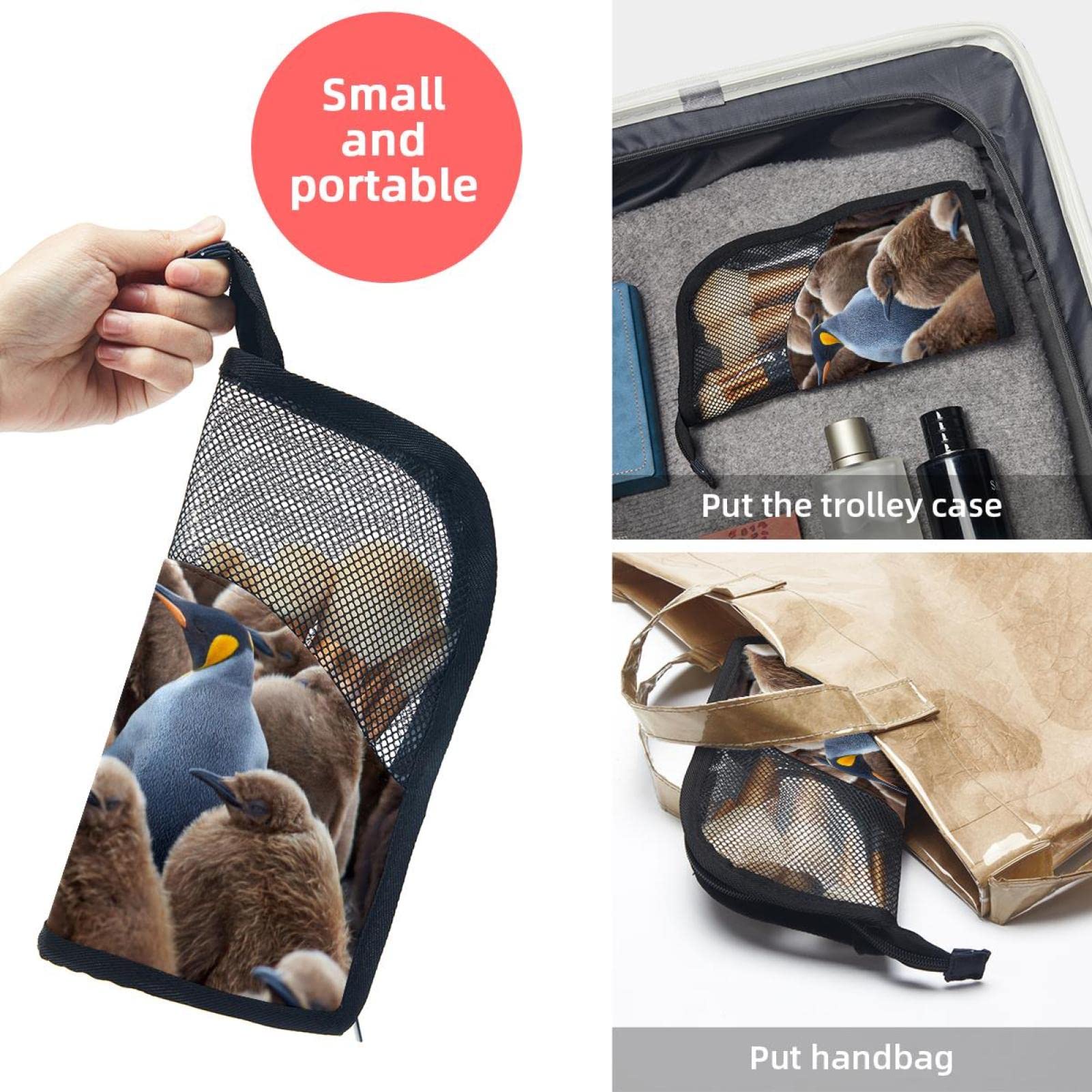 Portable Makeup Brush Organizer Bag with 12 Slots - Cute Penguin Design Cosmetic Brush Holder Case for Travel & Home Storage