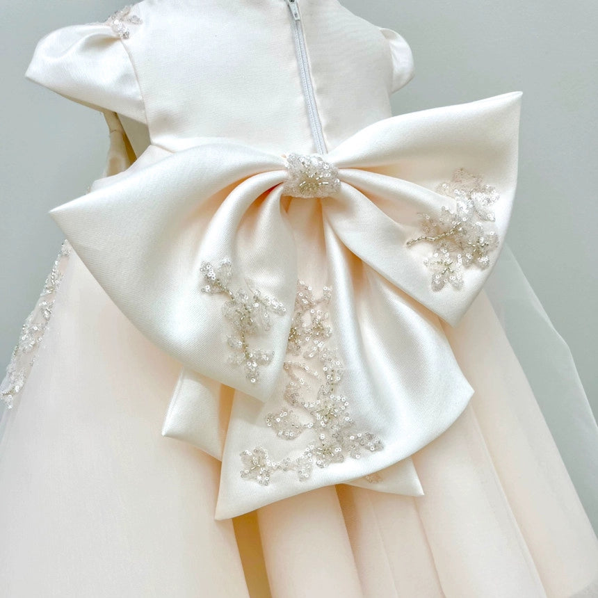 Sparkling Baby Girl Baptism Dress - Toddler First Communion Gown with Sequins | Perfect for Christening, Church Ceremonies & Special Occasions