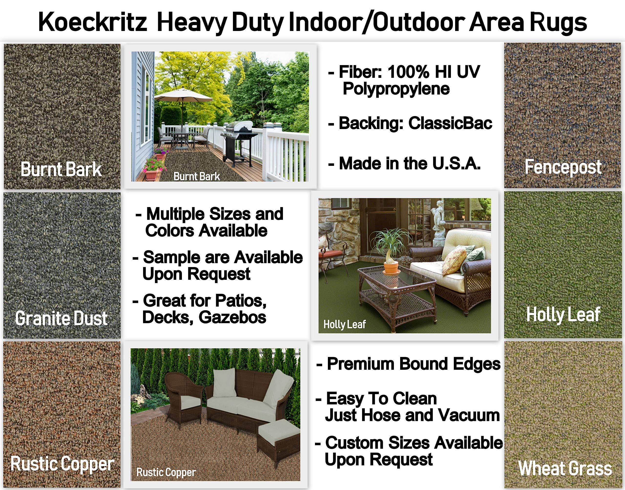 KOECKRITZ Heavy Duty Indoor Outdoor Rug - 8' x 10' Wheat Grass - Durable Waterproof Area Rug for Patio, Deck, Gazebo, Boat, Trailer - Non-Slip Backing - Easy to Clean - Perfect for High Traffic Areas, Living Room, Bedroom, Office, and Outdoor Spaces