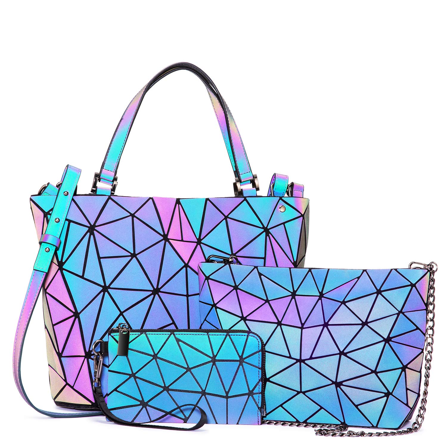 Holographic Reflective Handbag Set for Women - Party & Night Out