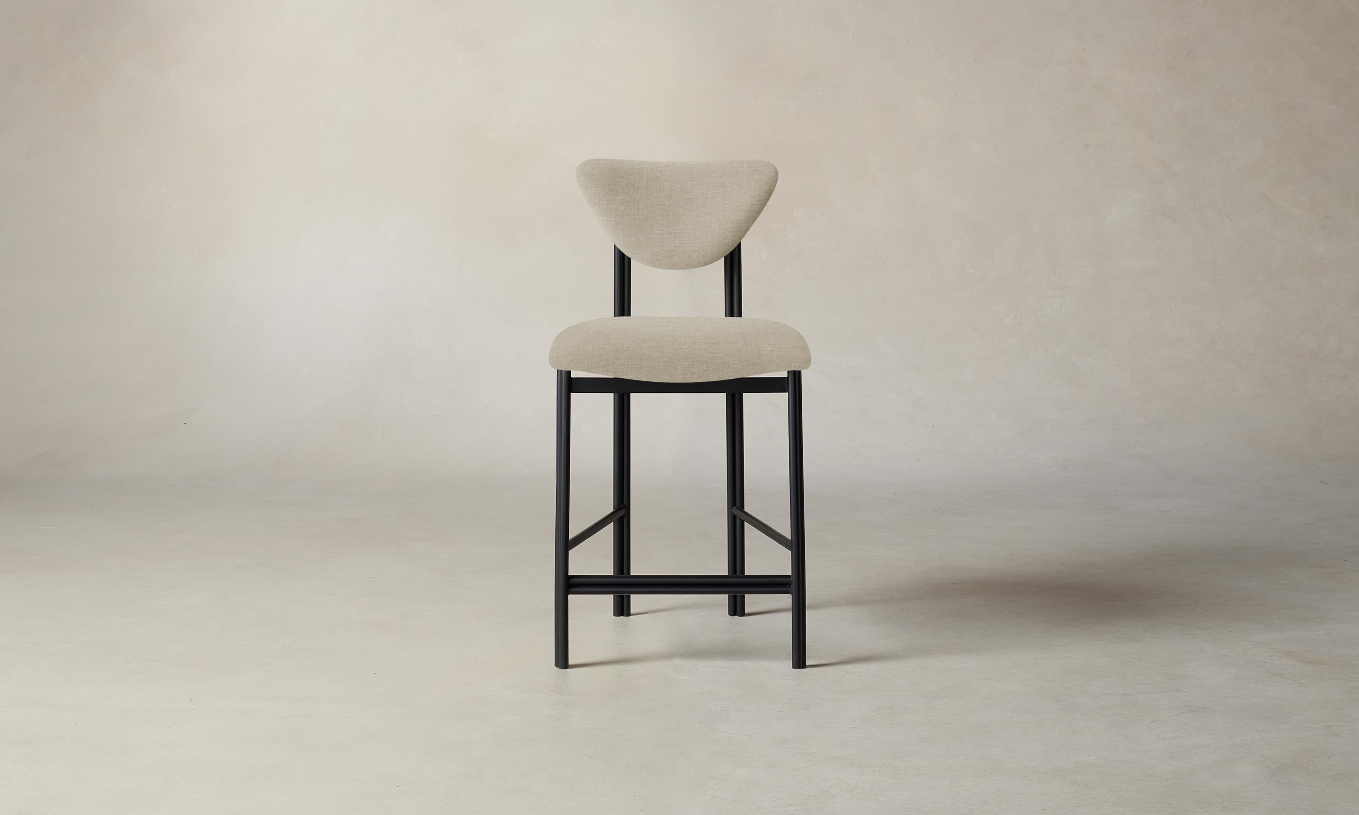 Heritage Belgian Linen Counter Stool with Alder Wood Frame - Modern Kitchen Bar Stool for Dining Room & Breakfast Nook