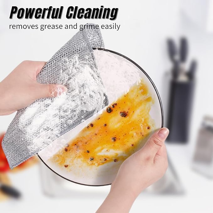 NIKMAY CREATION Non-Scratch Wire Cleaning Cloths - 5 Pack Multipurpose Dishwashing Rags for Wet & Dry Use - Perfect for Pots, Pans, Sinks, Stove Tops & Kitchen Cleaning - Reusable & Durable Scrubbing Pads for Easy Stain Removal