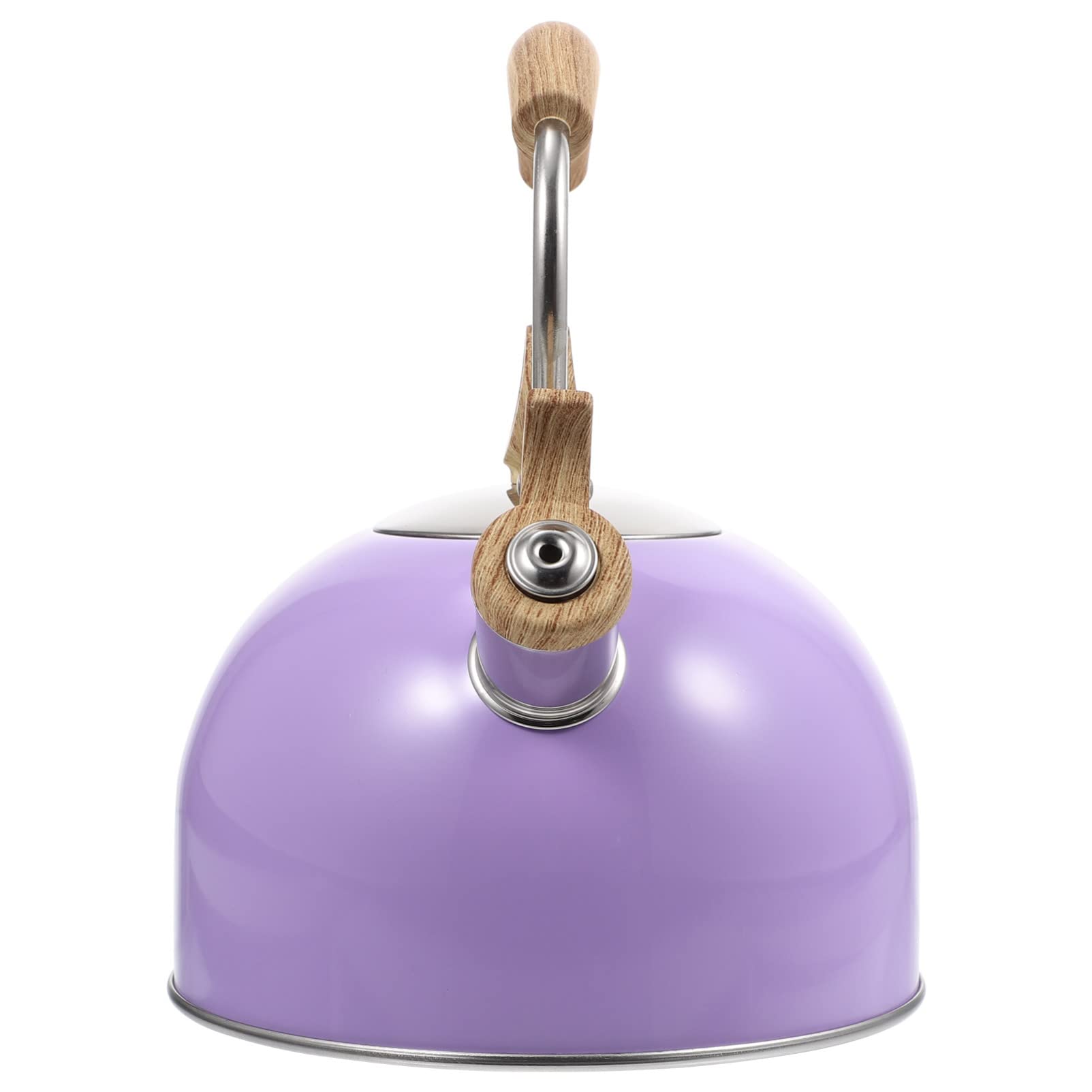 Angoily Stainless Steel Whistling Tea Kettle with Wooden Handle - Stovetop Teapot for Home & Kitchen - Purple Classic Tea Kettle for Gas/Electric Stoves - Perfect for Tea Lovers & Cozy Home Brewing