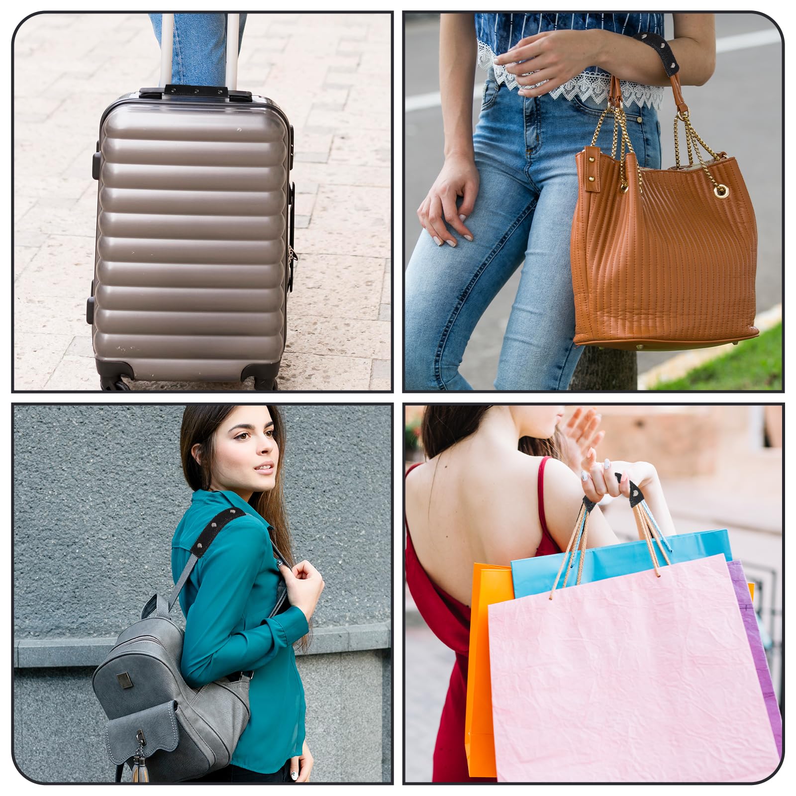 Premium PU Leather Luggage Handle Wraps - Soft Suitcase Grip Protectors with Secure Clasps for Travel, Shopping & Tote Bags | Comfortable Handbag Strap Covers for Wallet, Purse & Daily Use