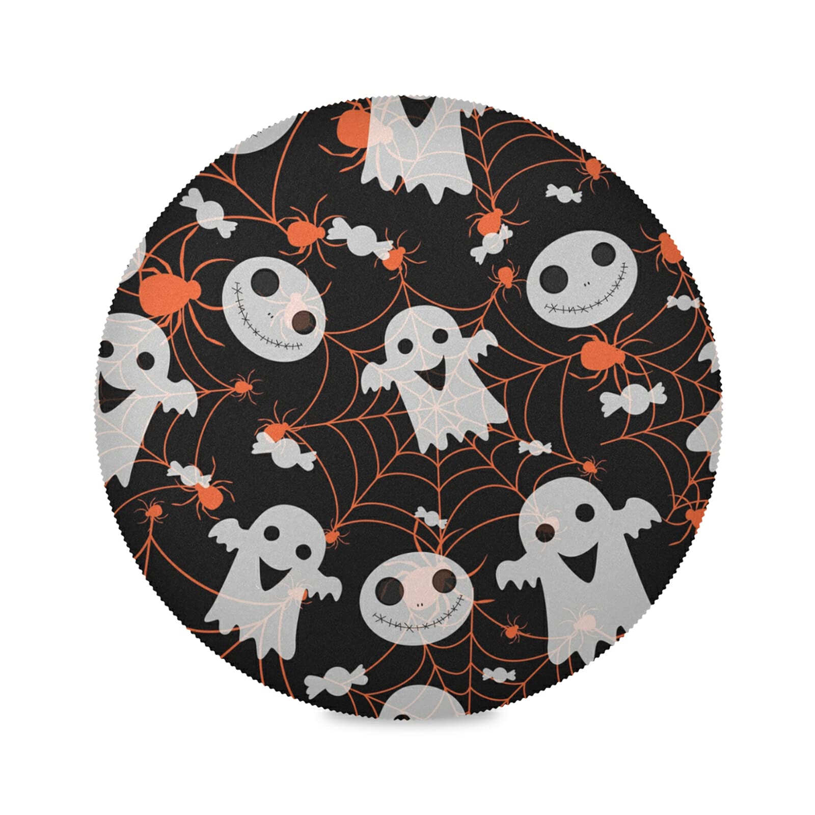 Halloween Spider Ghost Placemats Set of 6 - Washable for Kitchen Table & Party Decor