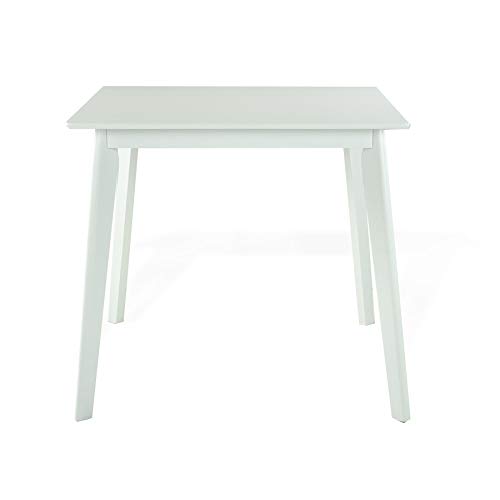 Modern Solid Wood Wickerix Dining Set - 2 Yumiko Chairs & Square Table with Padded Seats (White Frame & Light Gray Cushion) | Perfect for Kitchen, Breakfast Nook & Small Space Dining Areas