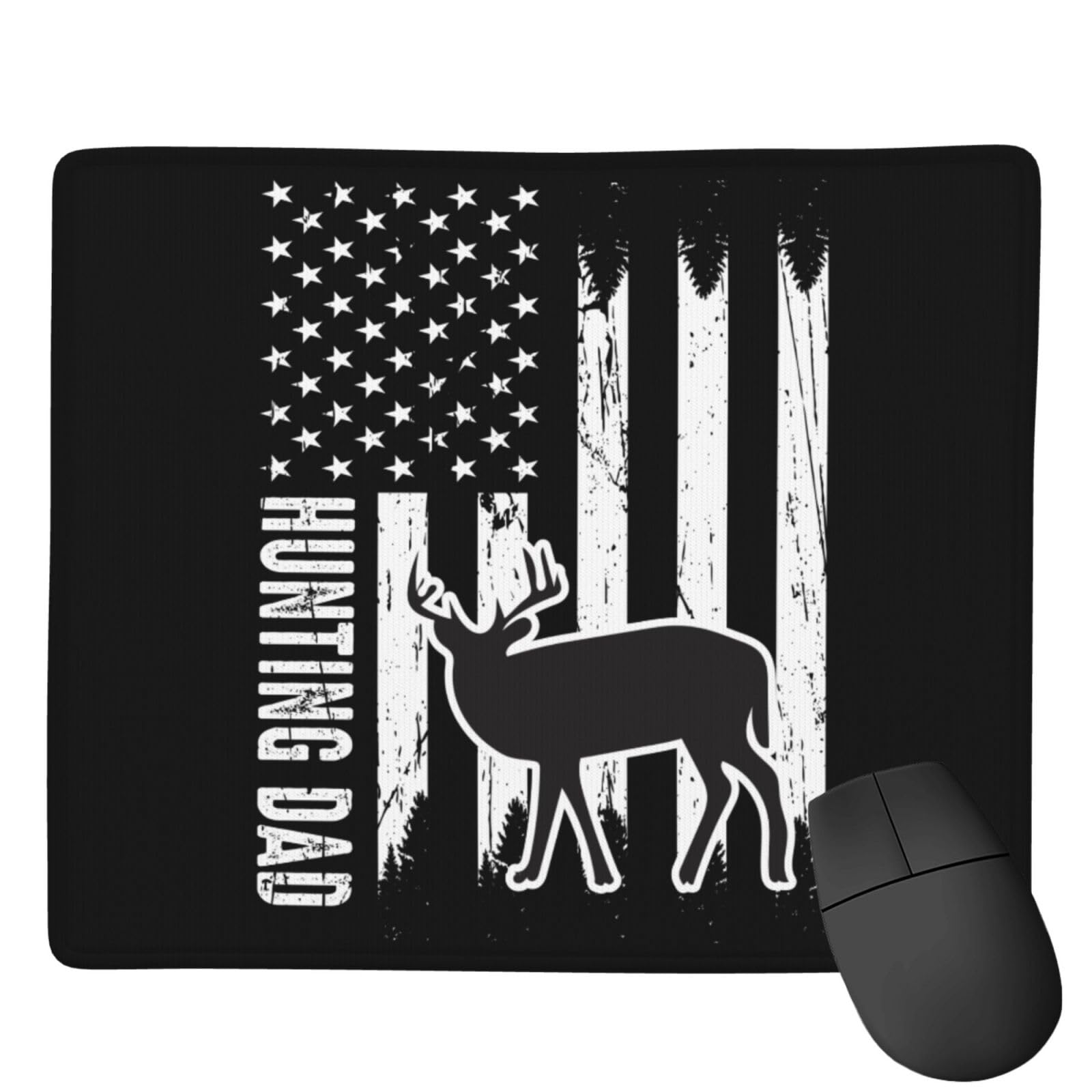 SIYTUAU Patriotic Hunting Dad Mouse Pad - USA Flag Design, Waterproof & Non-Slip Rubber Base - 7x9 Inch Gaming & Office Mousepad for Laptop/PC - Perfect for Home Office, Gaming Setup & Workstation Accessories