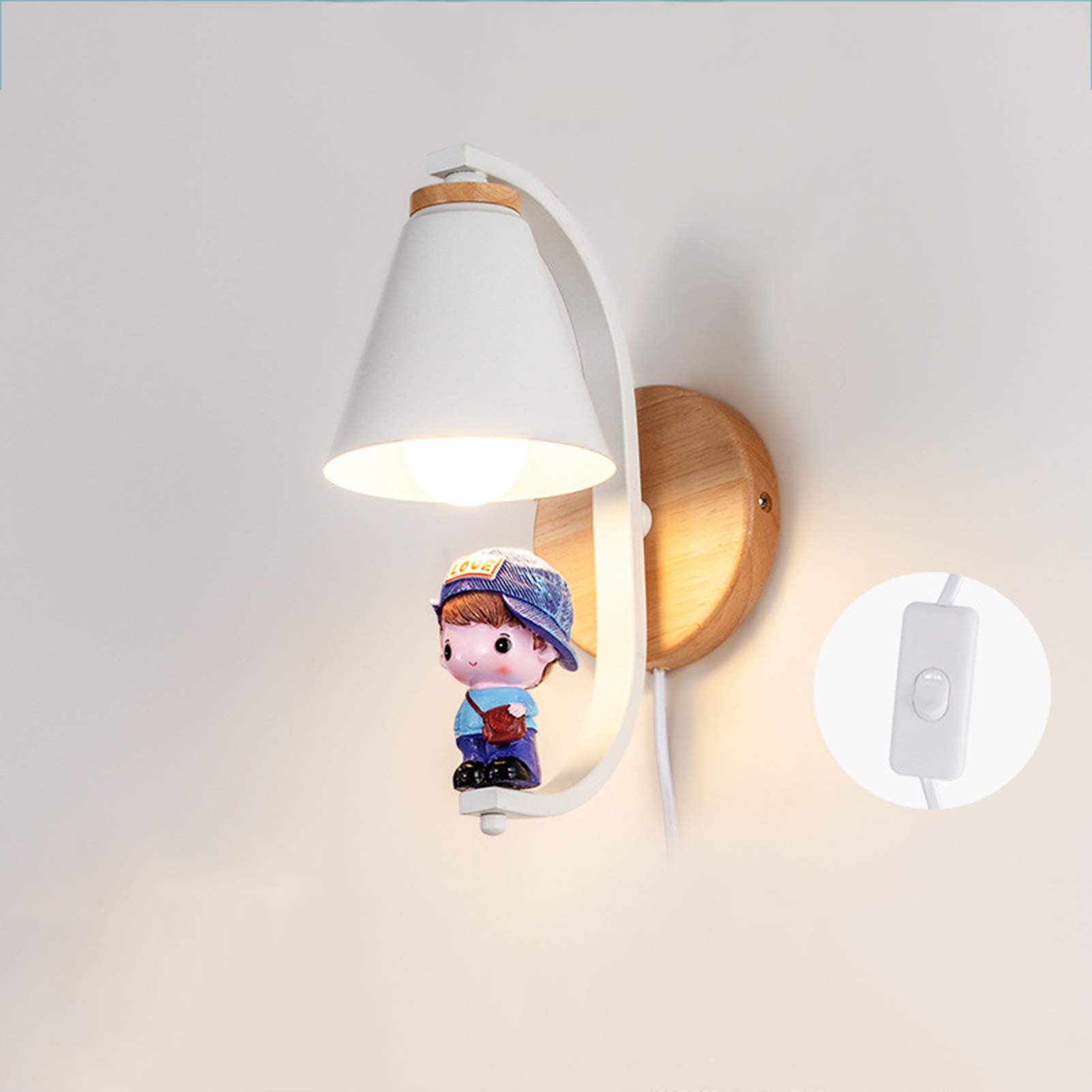 Izzya Kids Wall Lamp - Cute Cartoon Girl & Boy Night Light for Bedroom, Warm White LED Nursery Wall Light, Nordic Style Children's Room Decor - Perfect for Bedside, Playroom & Nursery Lighting