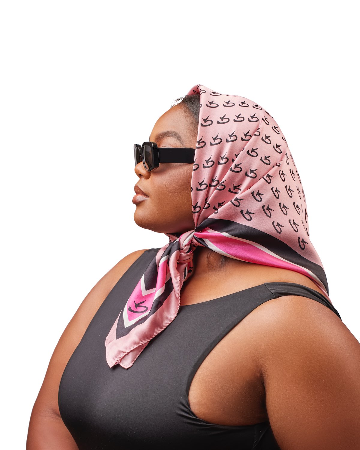 Luxury Large Monogram Silk Scarf - Elegant Pink Fashion Accessory for Women | Perfect for Office, Party & Travel