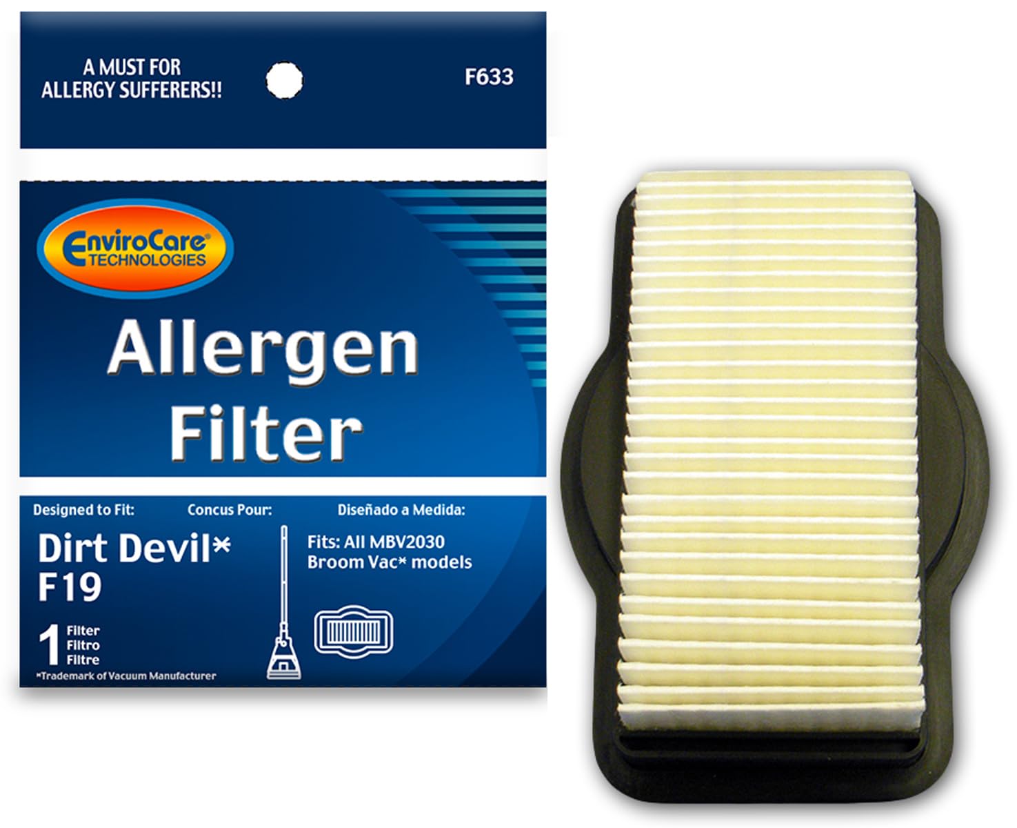 EnviroCare HEPA Vacuum Filter Replacement for Dirt Devil F19 Broom Vacs - High Efficiency Dust & Allergen Removal - Perfect for Pet Hair, Hardwood Floors & Home Cleaning